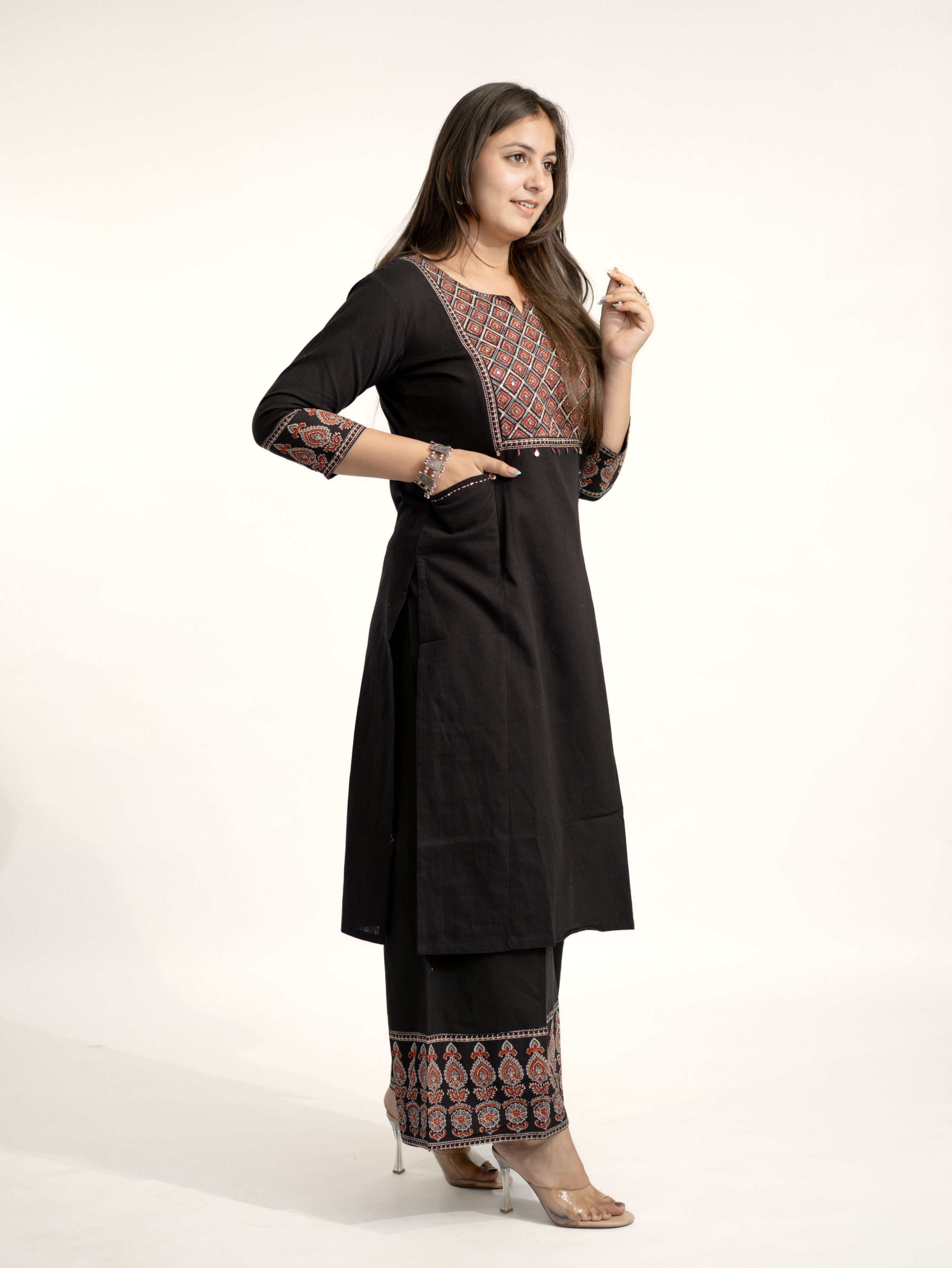 Damini Ajrakh Embroidered Cotton Coord Set