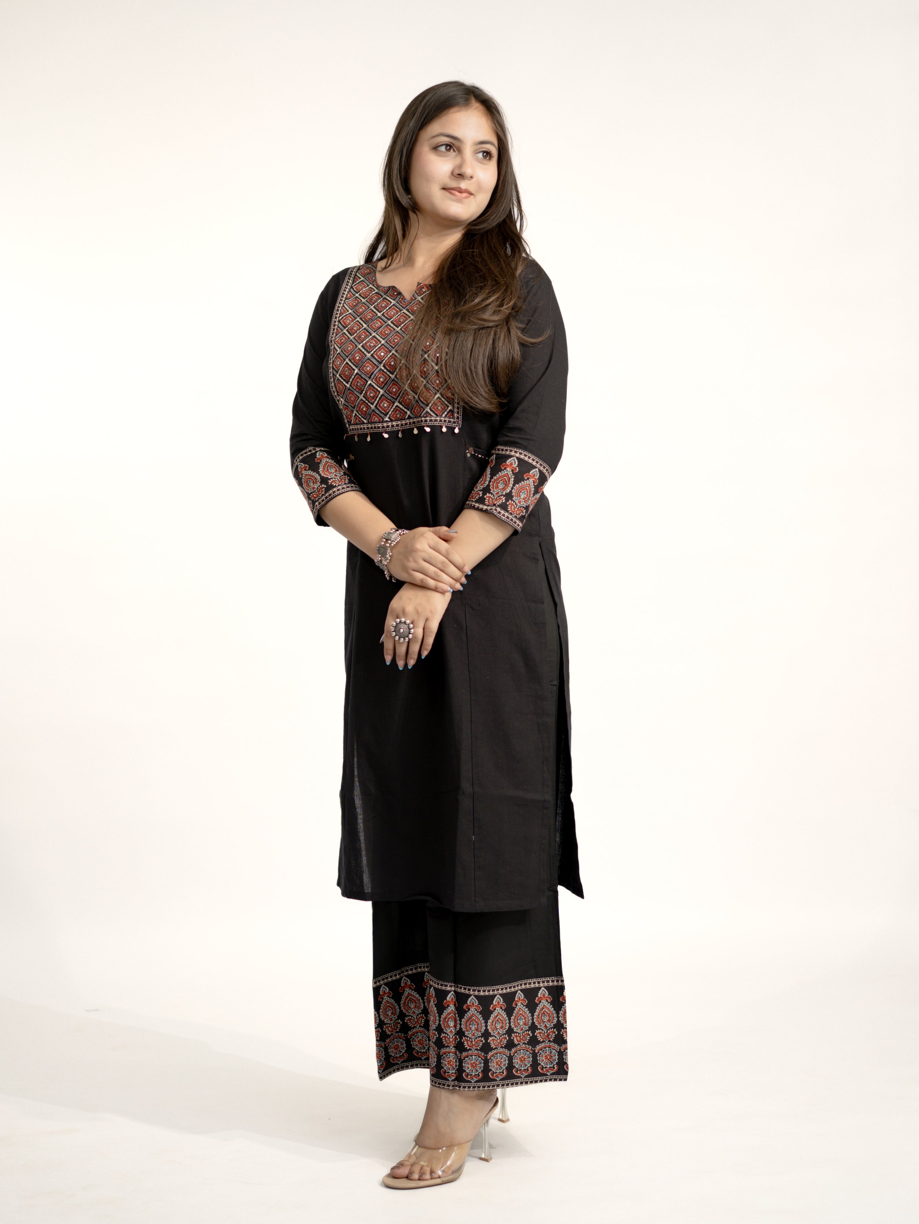 Damini Ajrakh Embroidered Cotton Coord Set