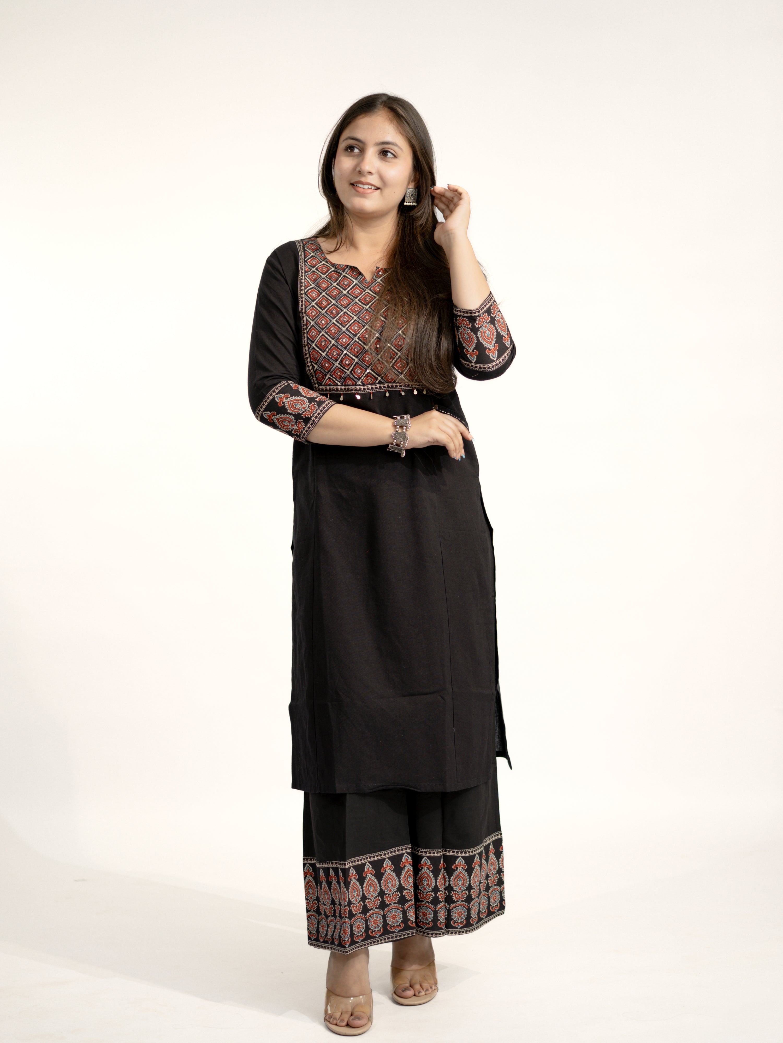 Damini Ajrakh Embroidered Cotton Coord Set