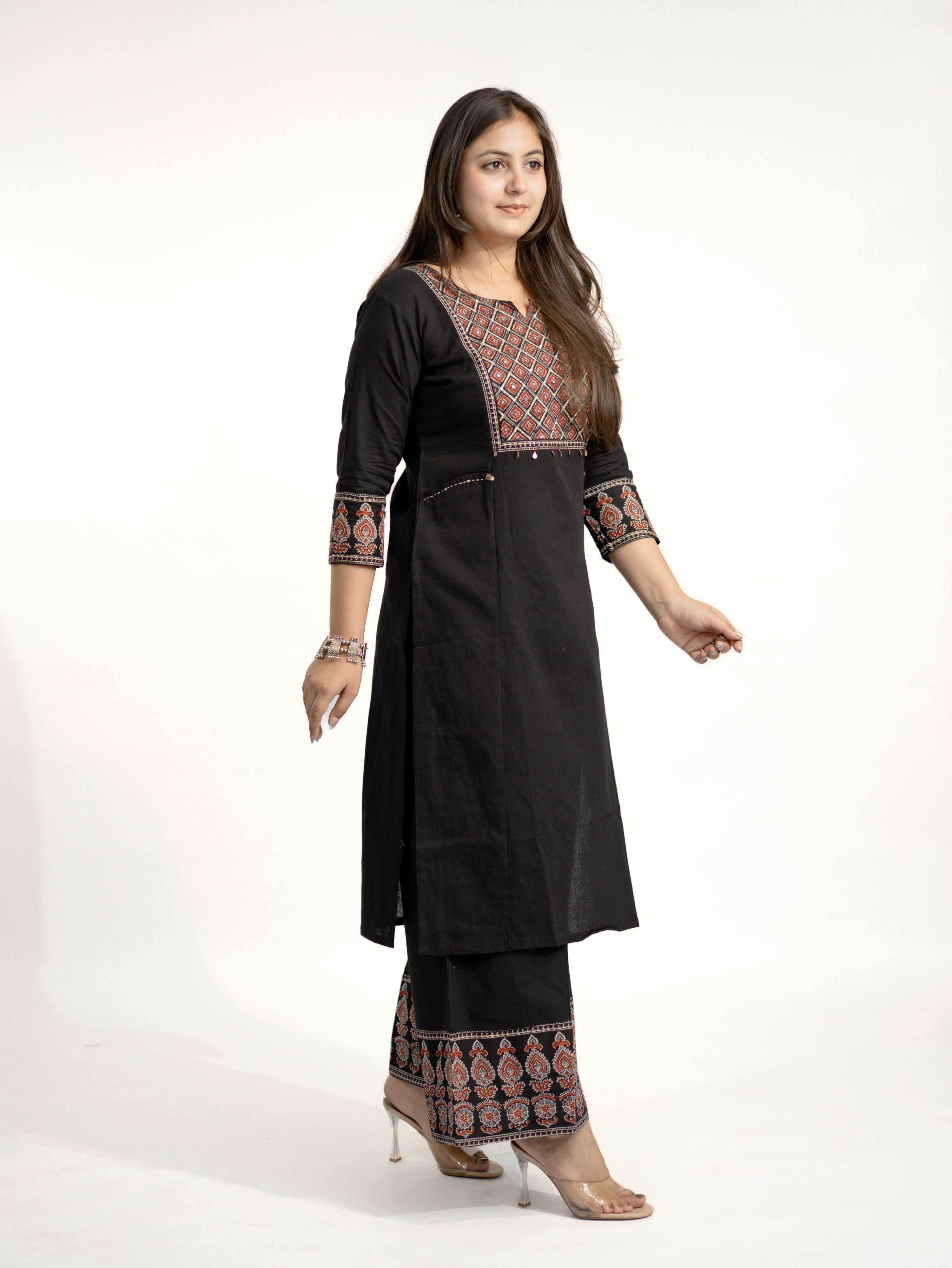 Damini Ajrakh Embroidered Cotton Coord Set