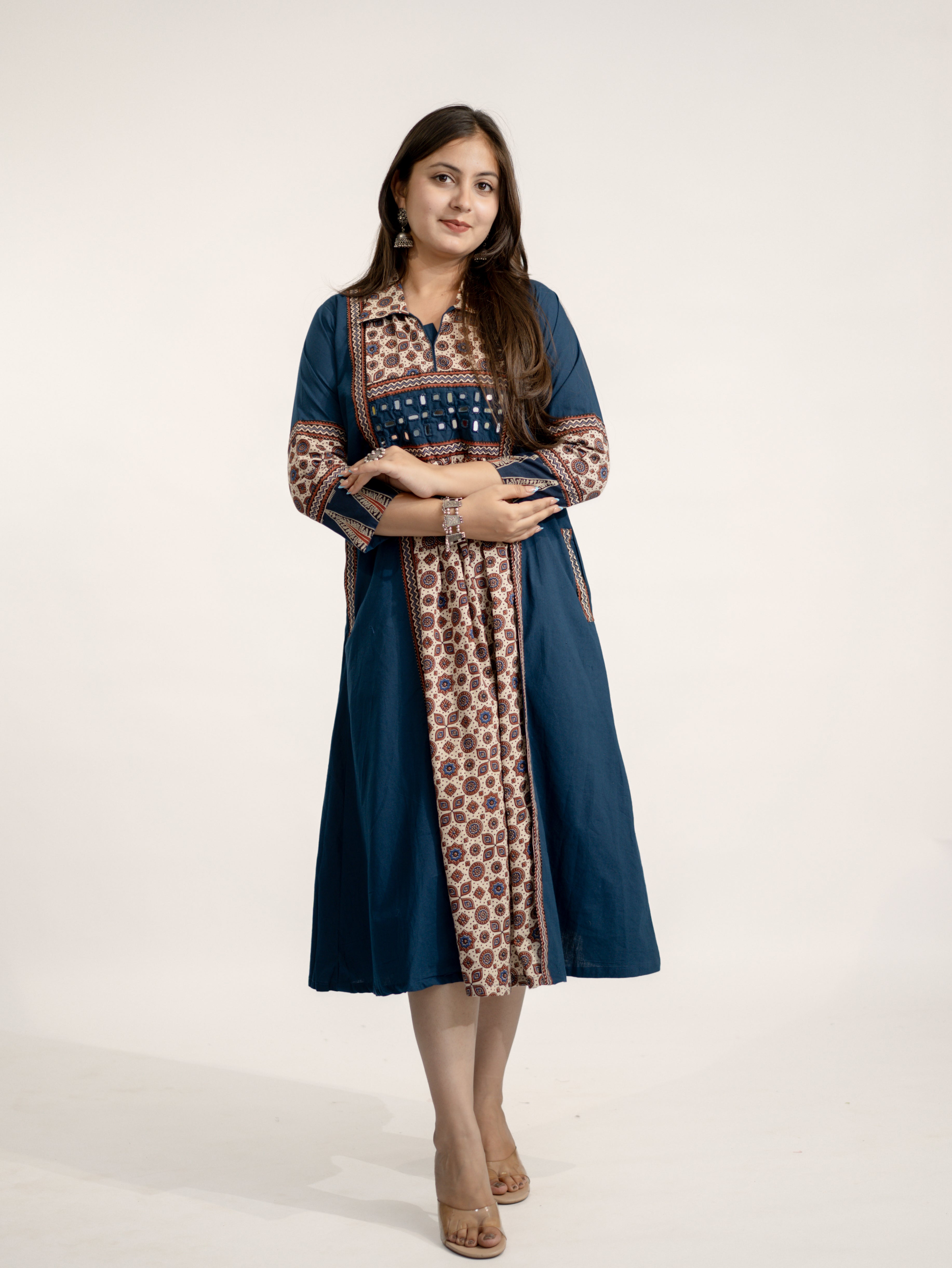 party wear dresses in jaipur Jaipur Cotton Dark Blue Party Wear Maxi With Complete Lining SrivalliCollection