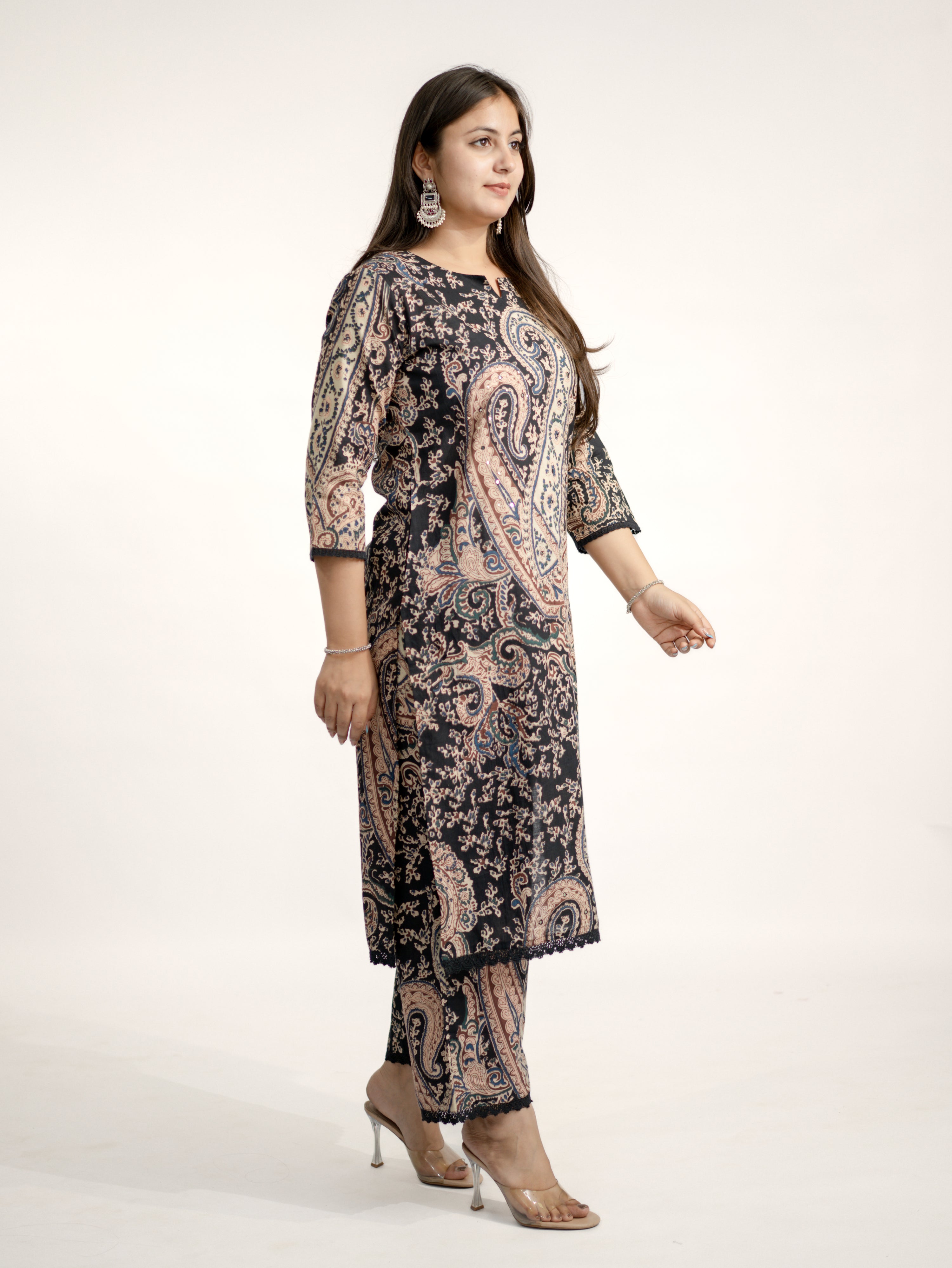 Kalamkari Embroidered Straight Cotton Kurta Set