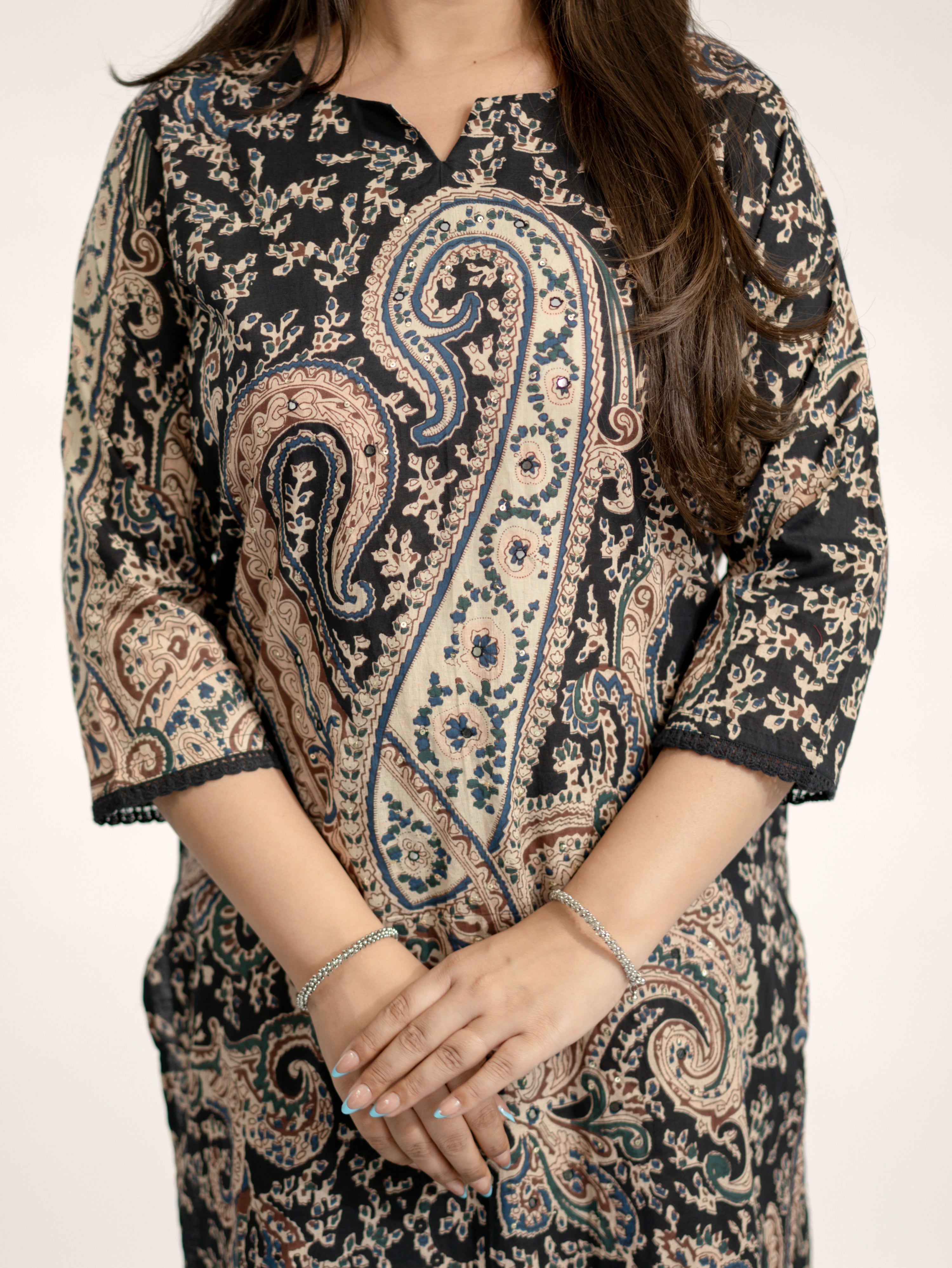 Kalamkari Embroidered Straight Cotton Kurta Set
