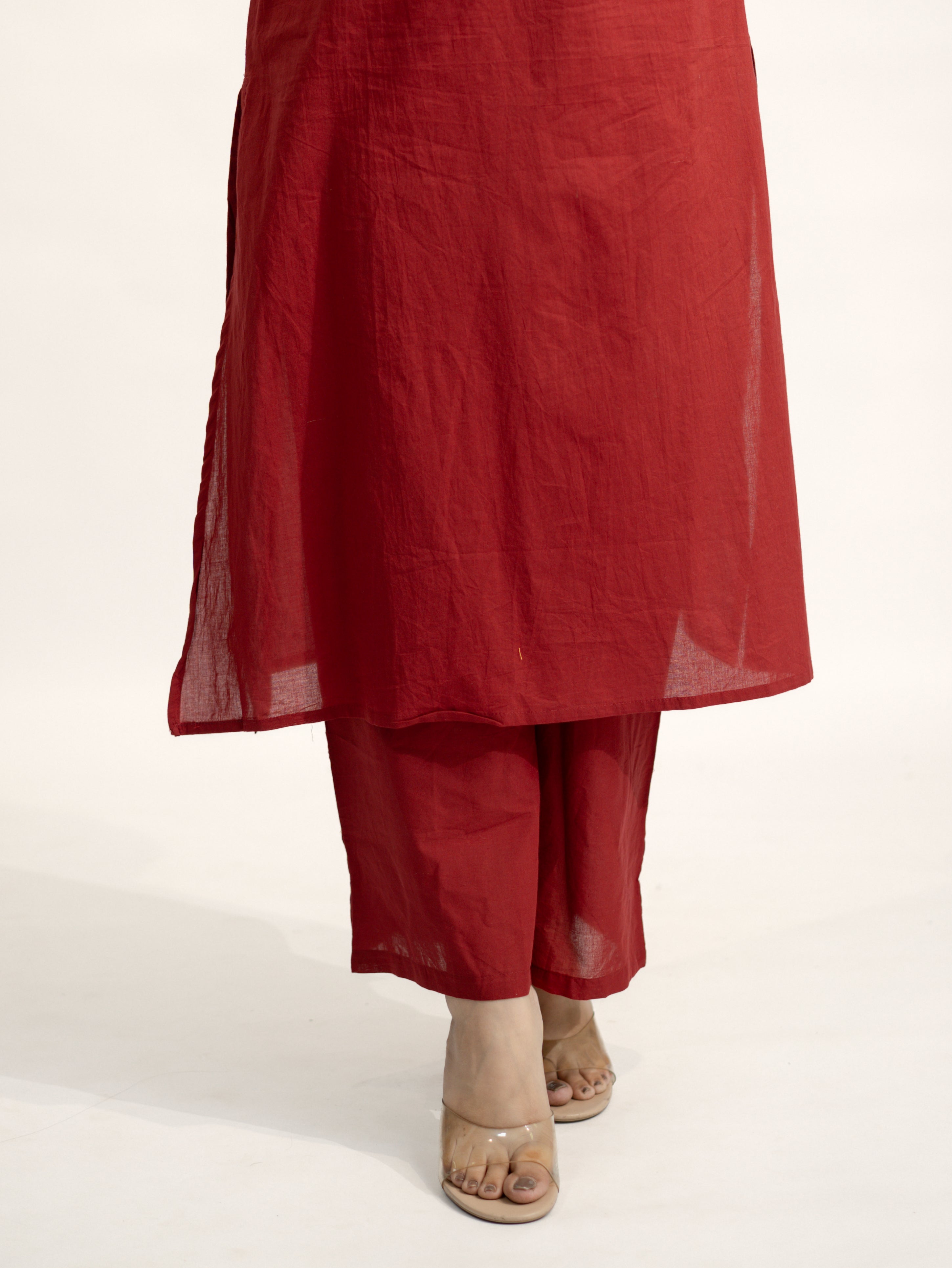 Huma Red Cotton Tie and Dye Straight Dupatta Set