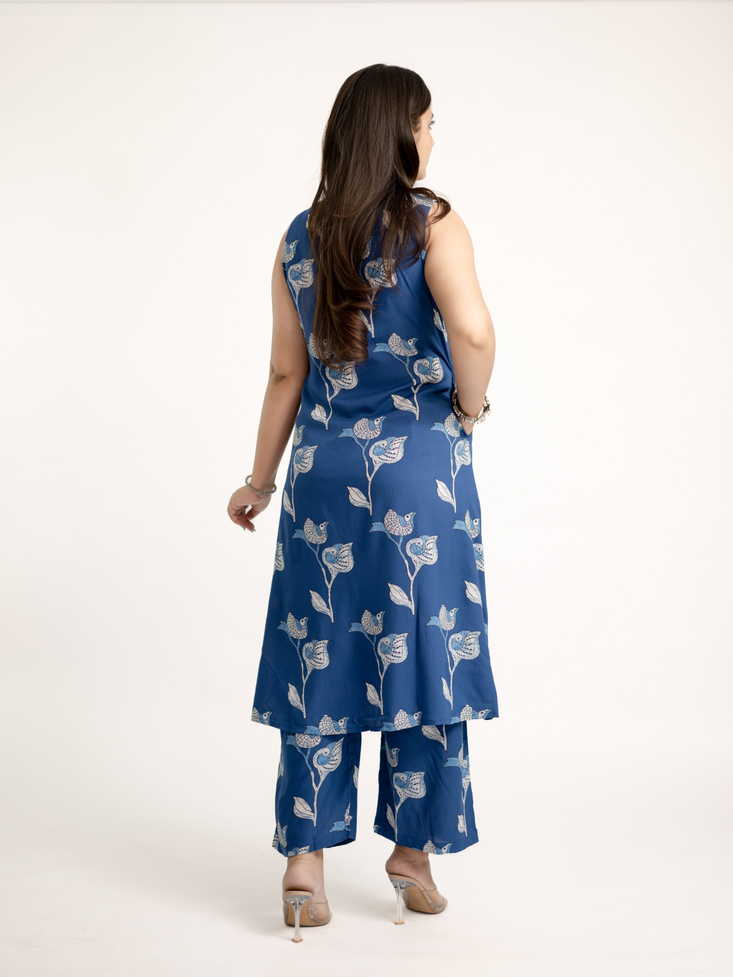 Blue Rayon A-line Coord Set