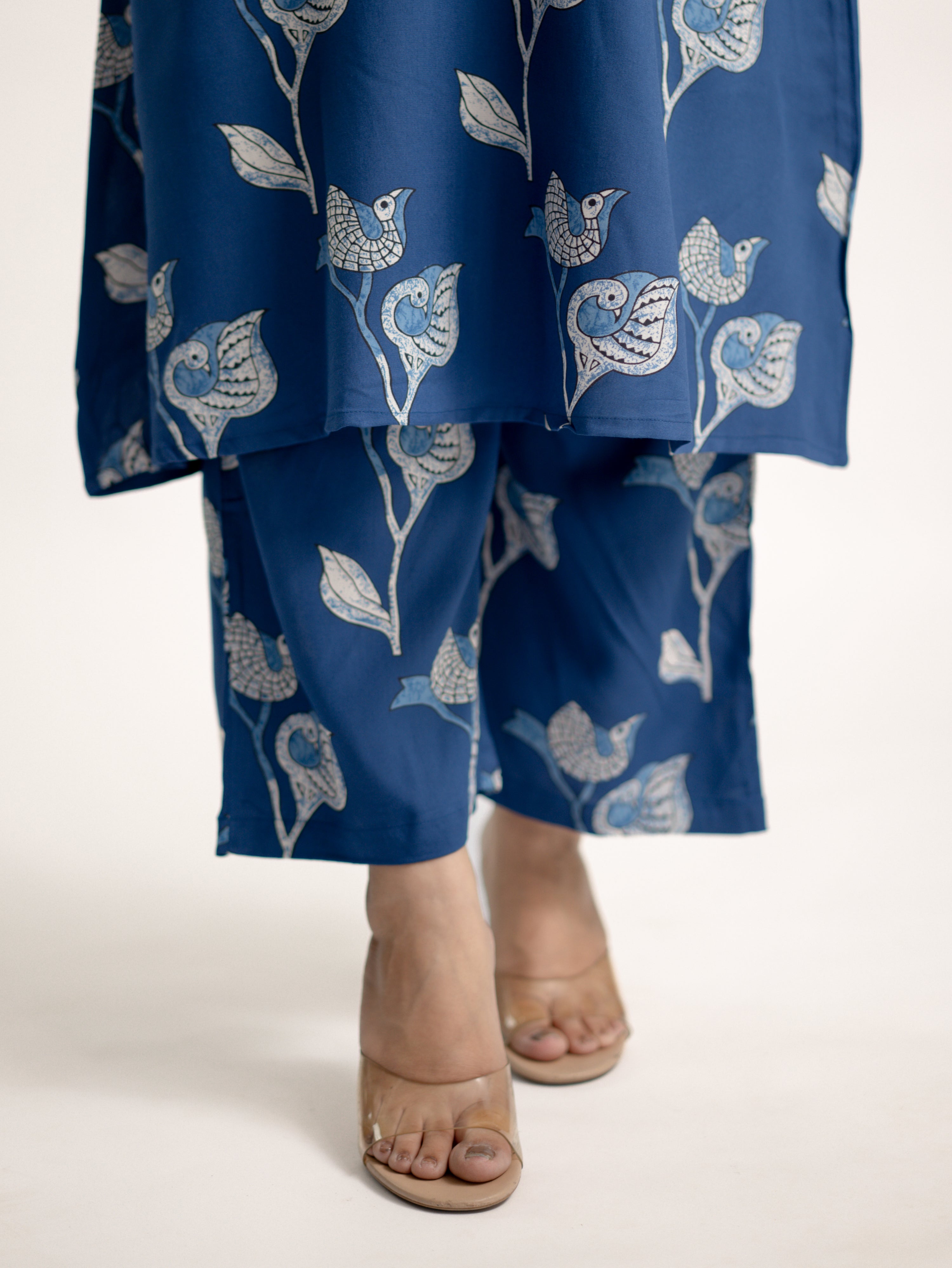 Blue Rayon A-line Coord Set