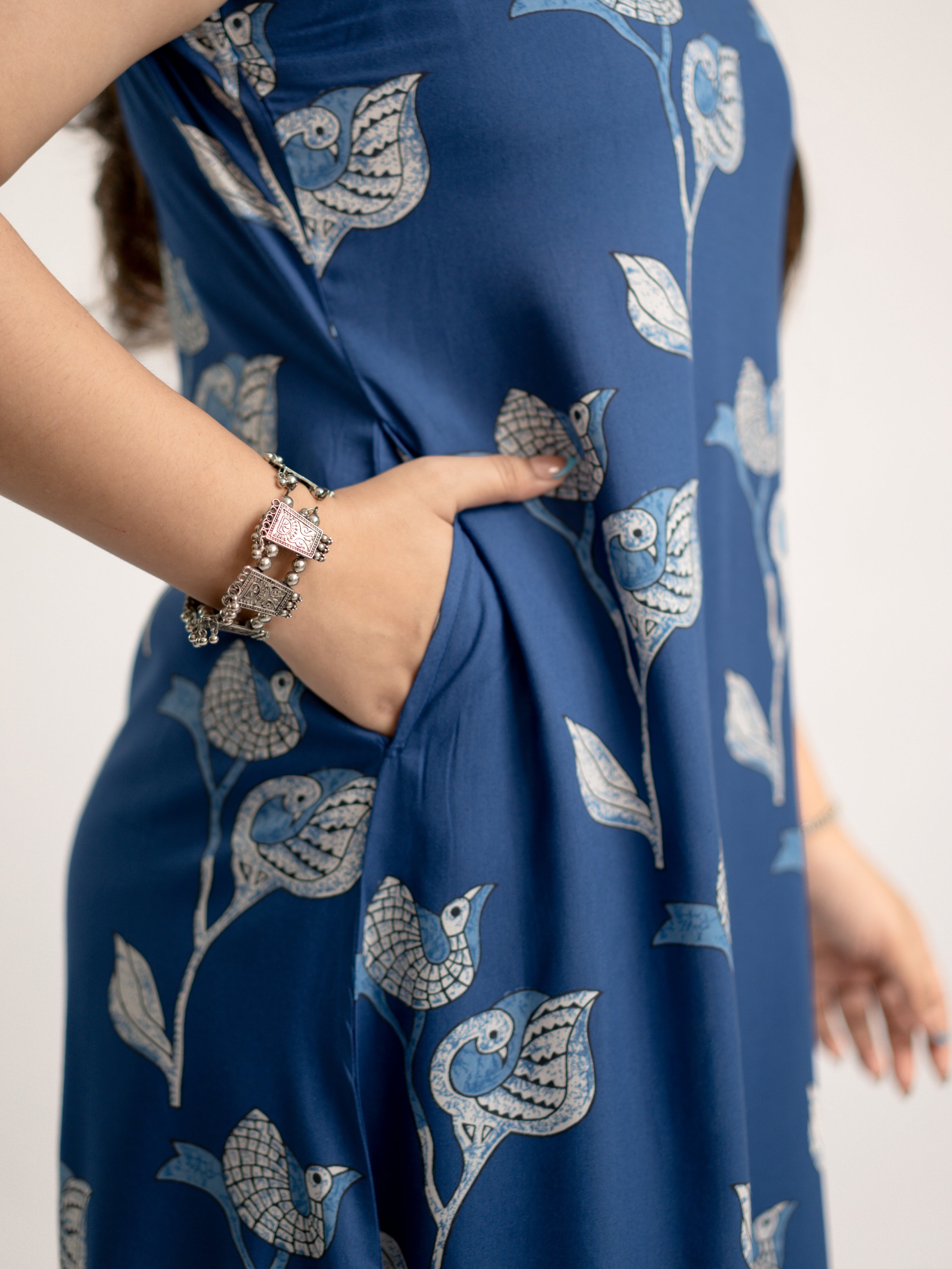 Blue Rayon A-line Coord Set