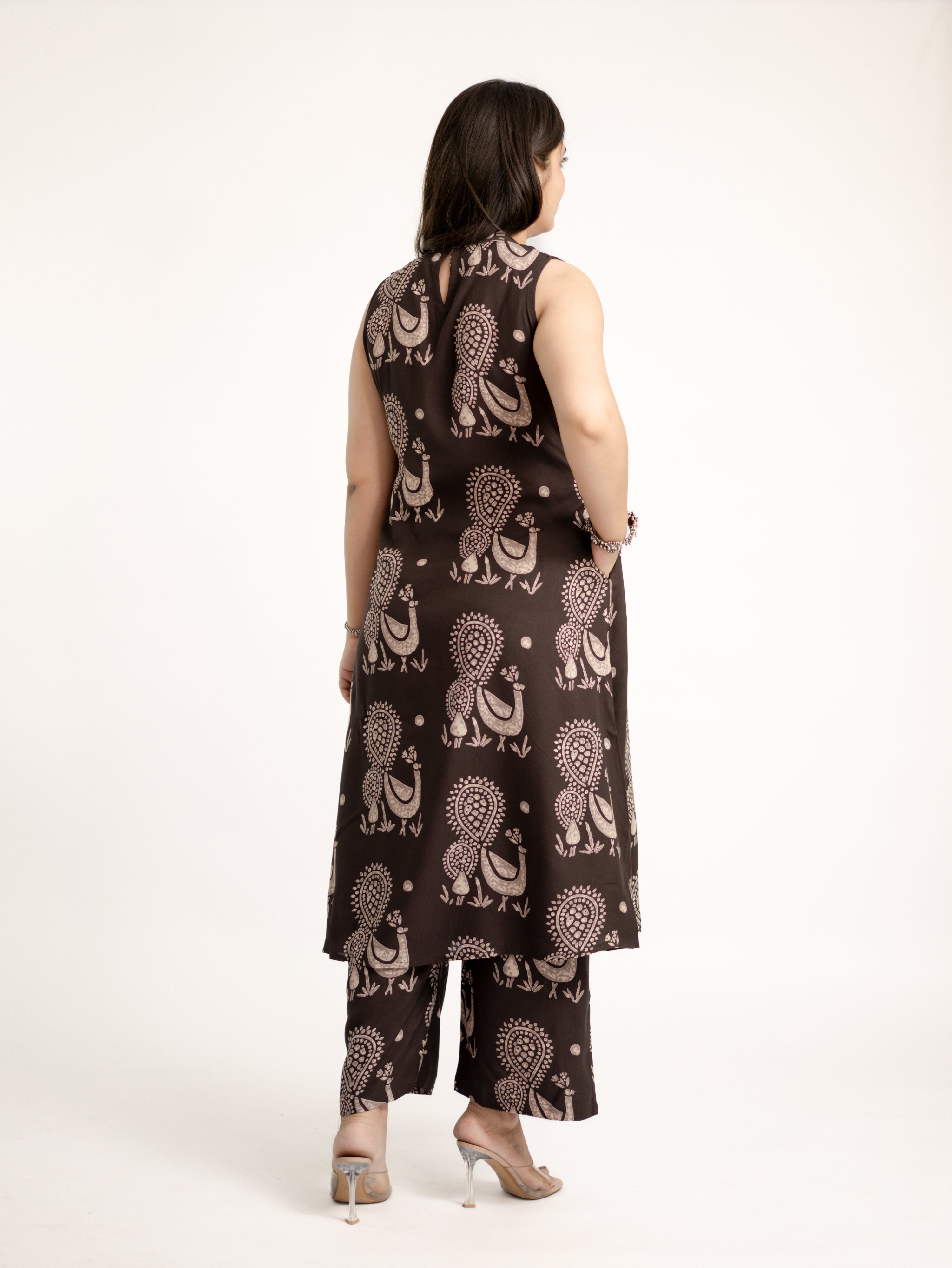 Brown Rayon A-line Coord Set
