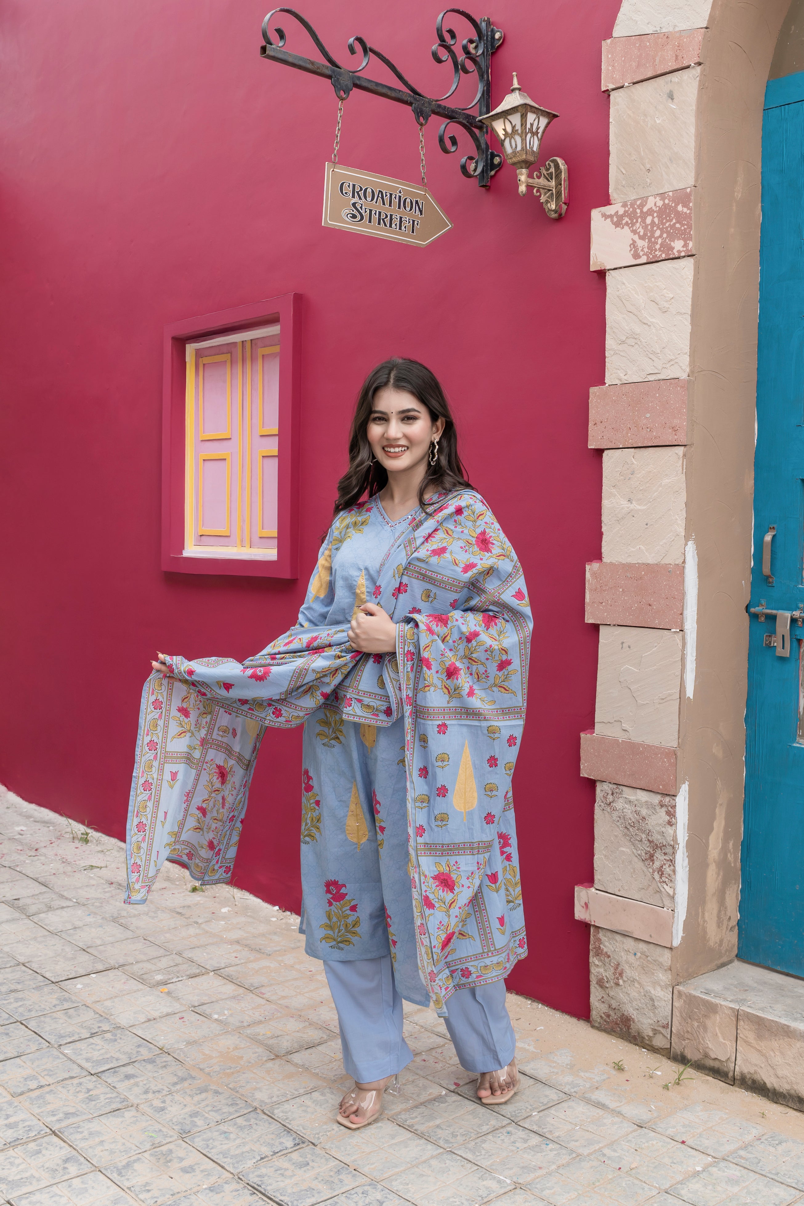 Myra Cotton Hand Embroidered Pant Set - The Jaipur Studio