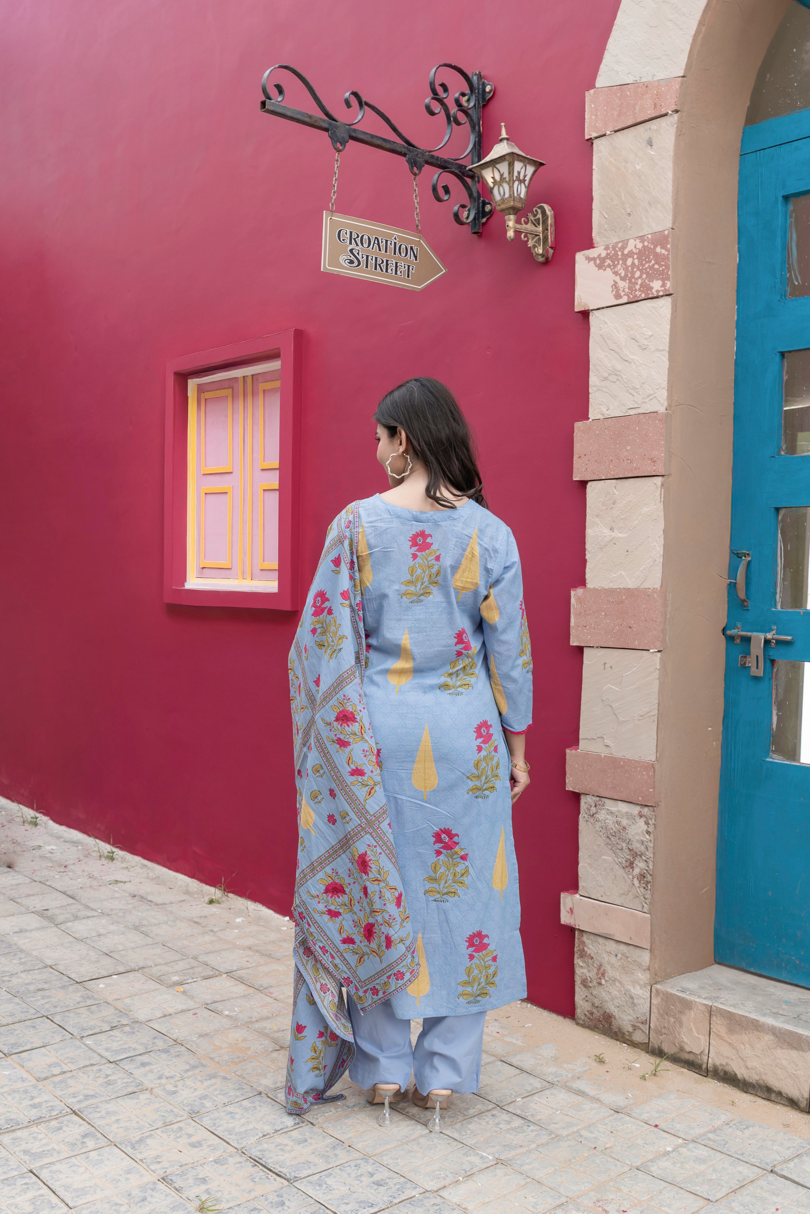 Myra Cotton Hand Embroidered Pant Set - The Jaipur Studio