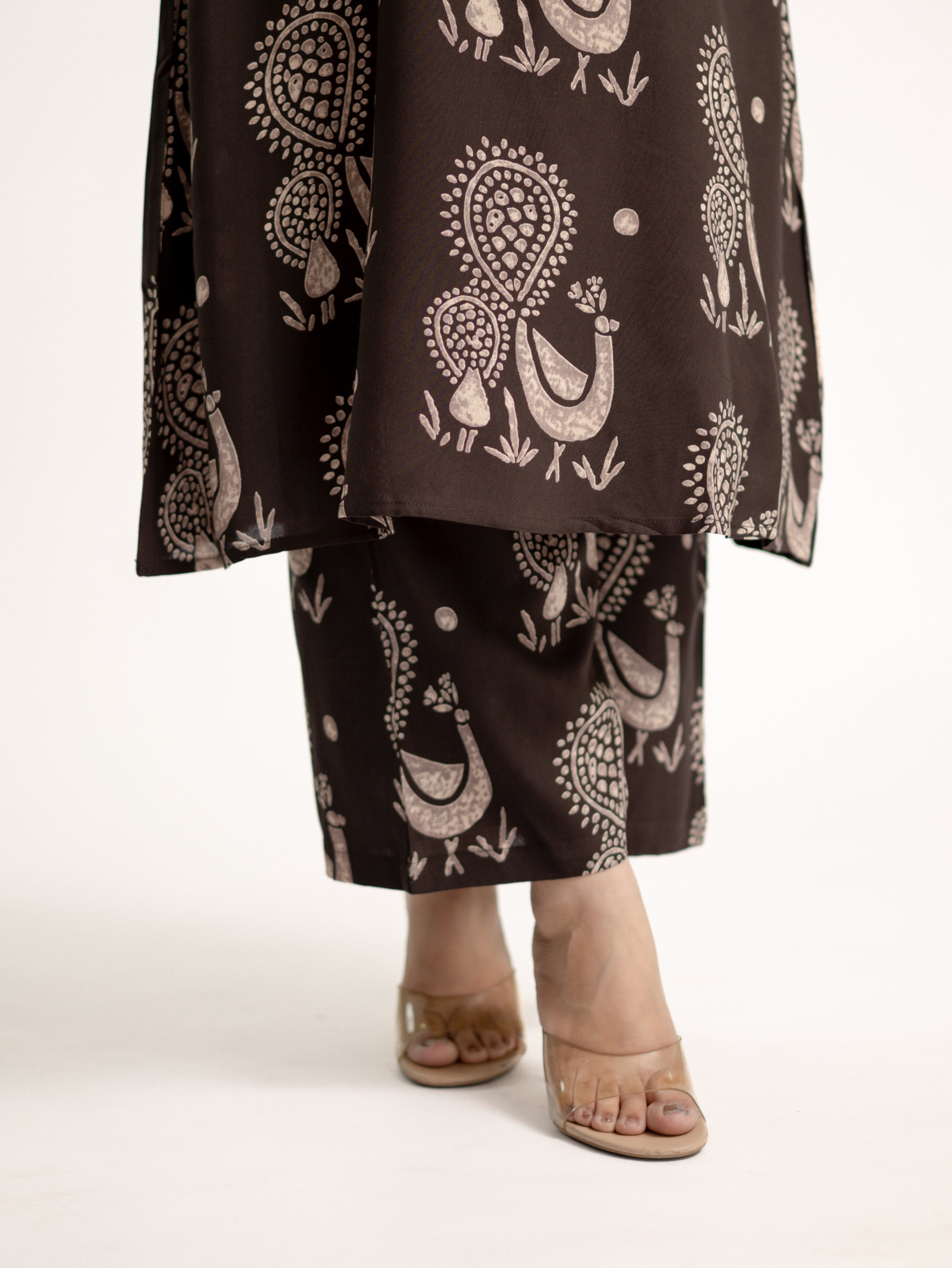 Brown Rayon A-line Coord Set