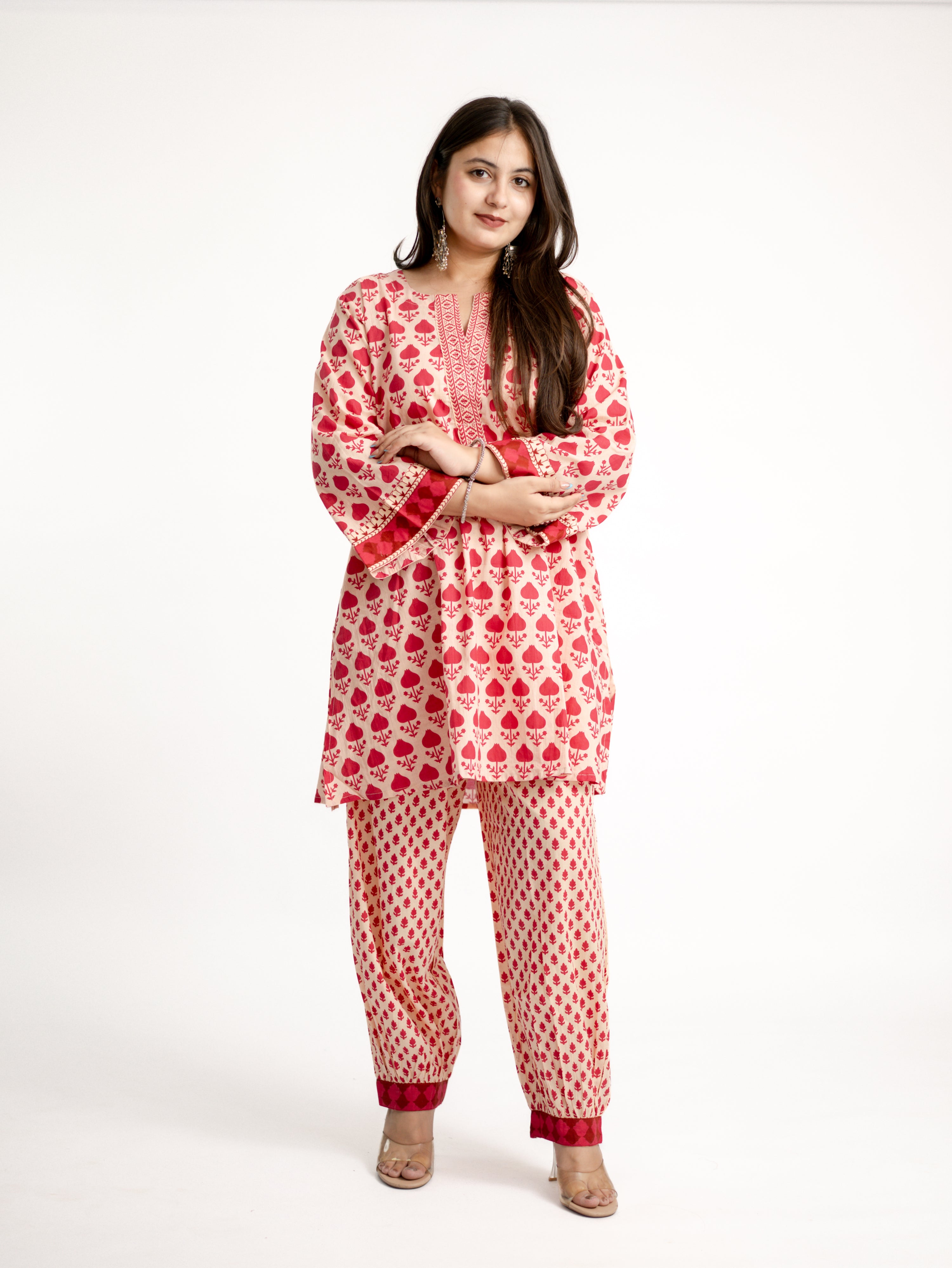 Gul Pink Cotton Handblock Coord Set