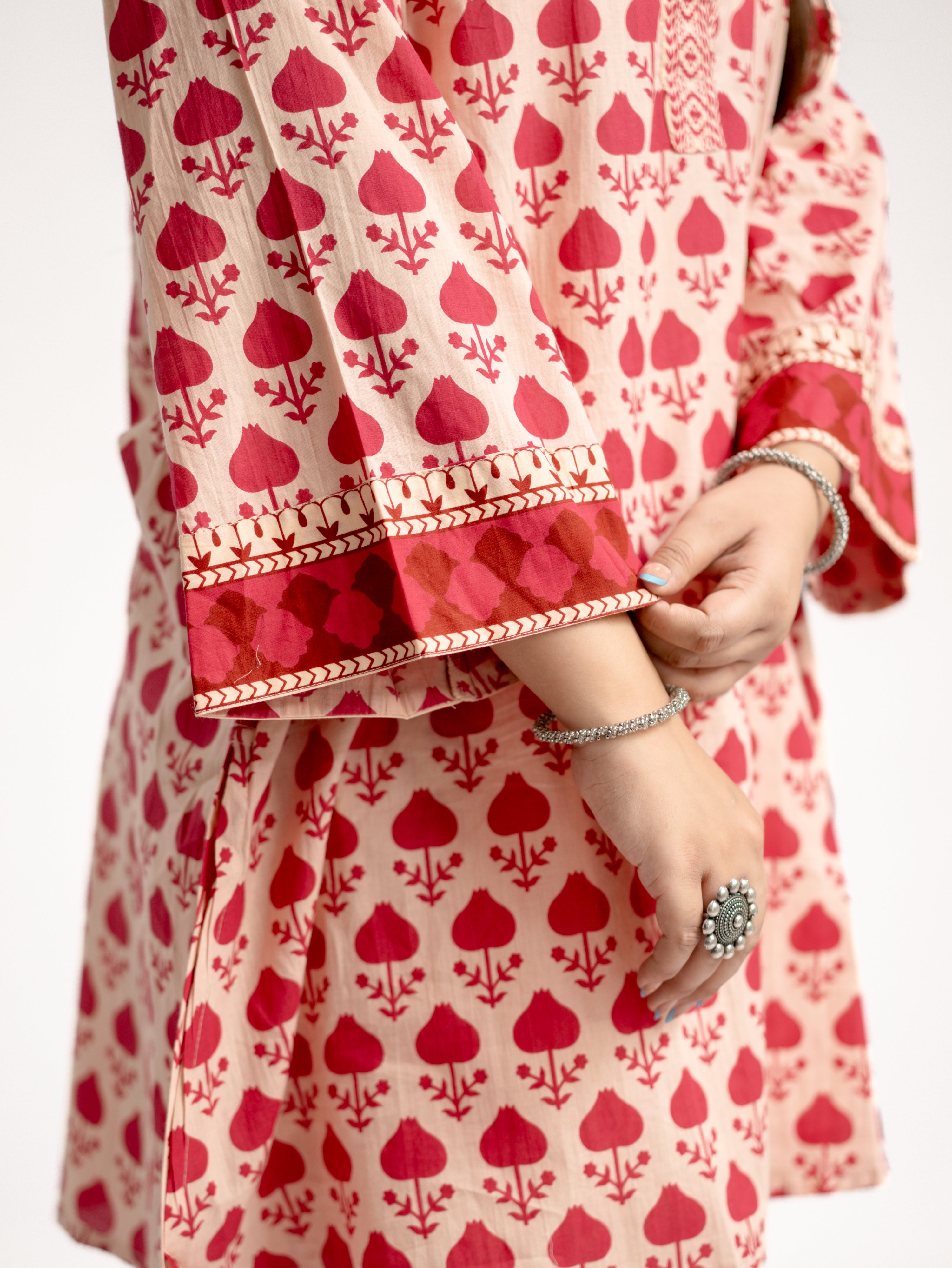 Gul Pink Cotton Handblock Coord Set