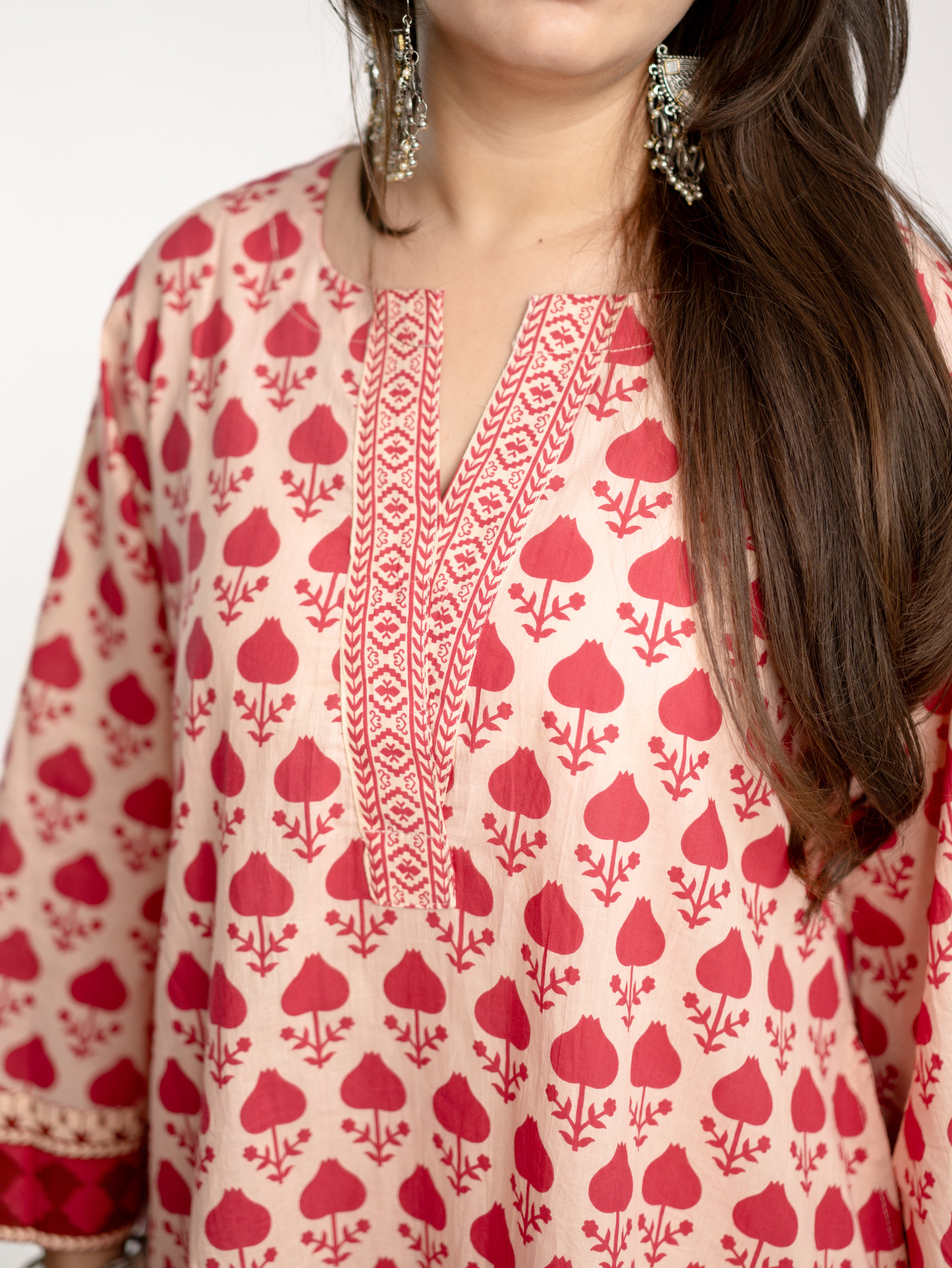 Gul Pink Cotton Handblock Coord Set