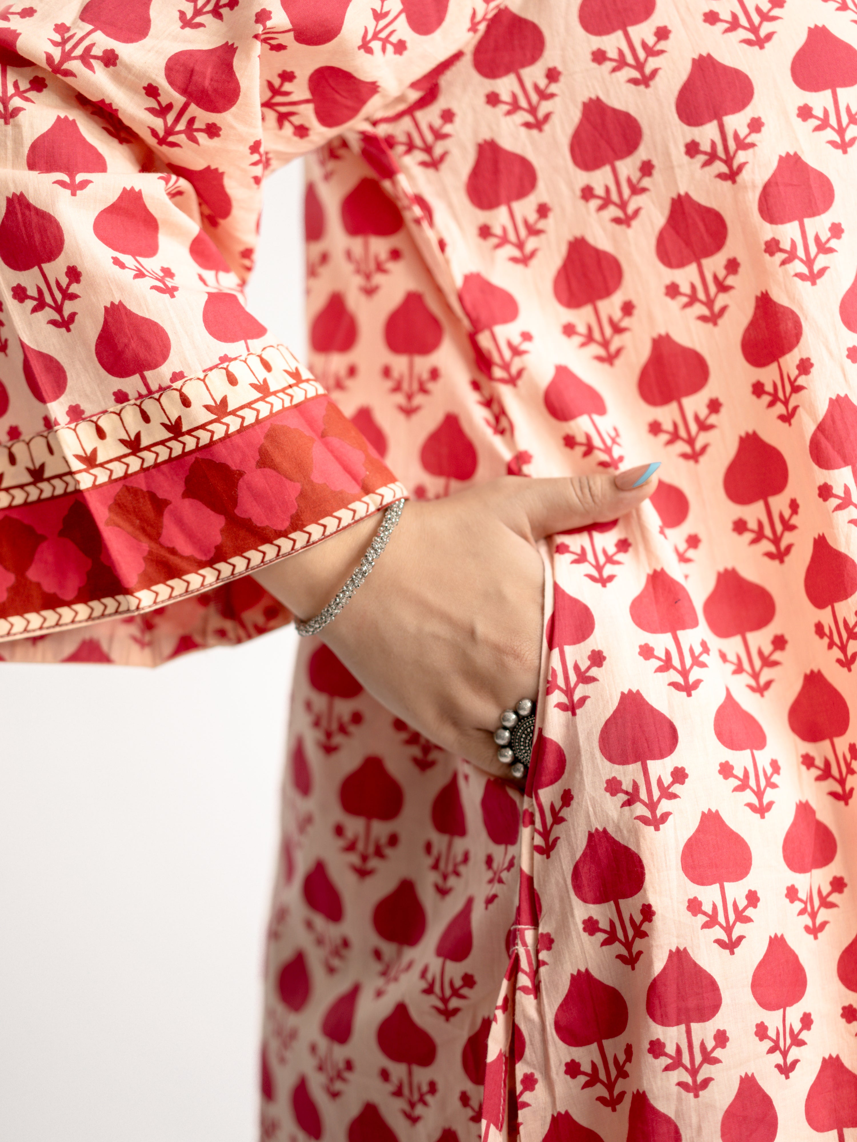 Gul Pink Cotton Handblock Coord Set