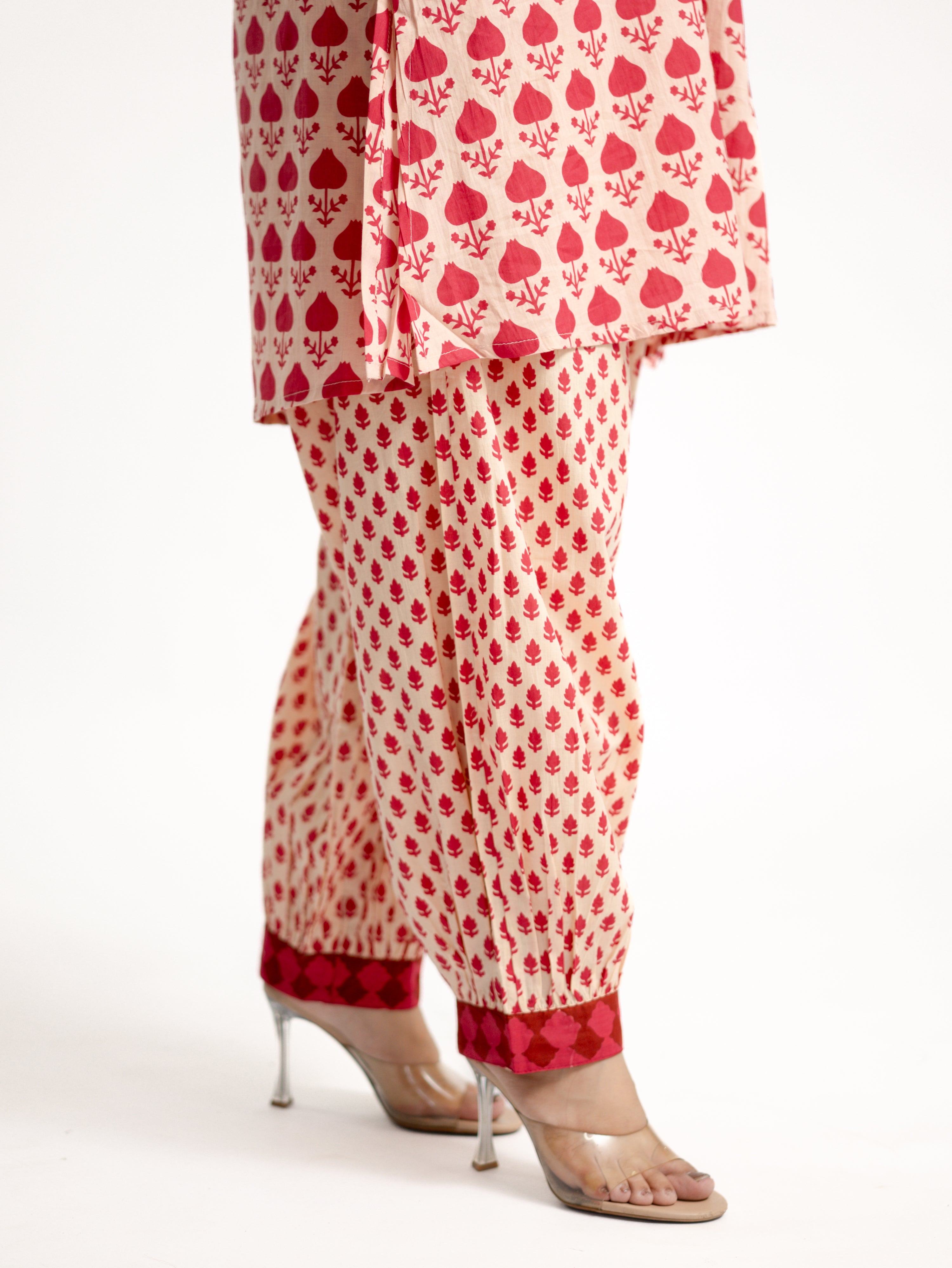 Gul Pink Cotton Handblock Coord Set