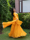 Noba Yellow Kota Doria Leheriya Lace Detailed Skirt Dupatta Set