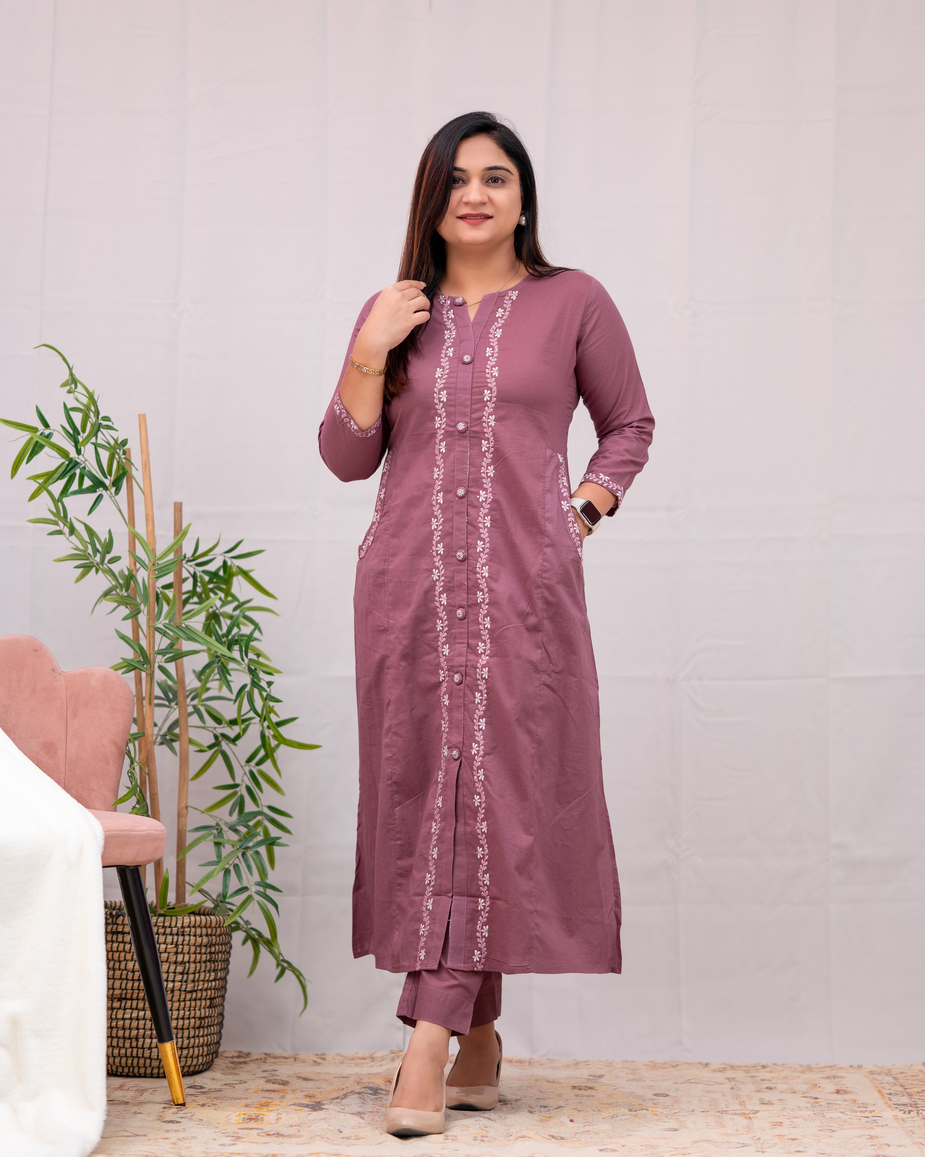 Giara Embroidered Cotton pant Set