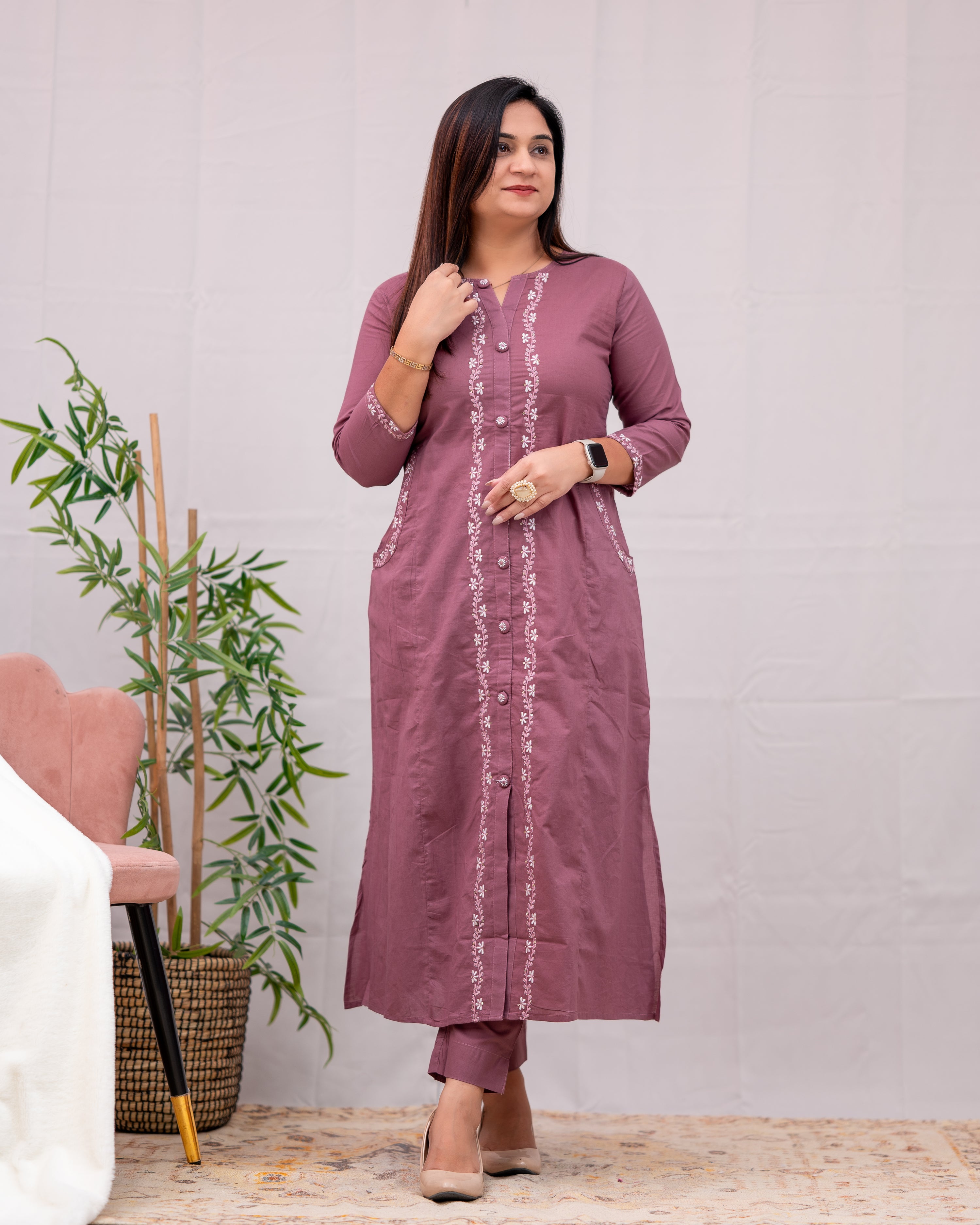 Giara Embroidered Cotton pant Set