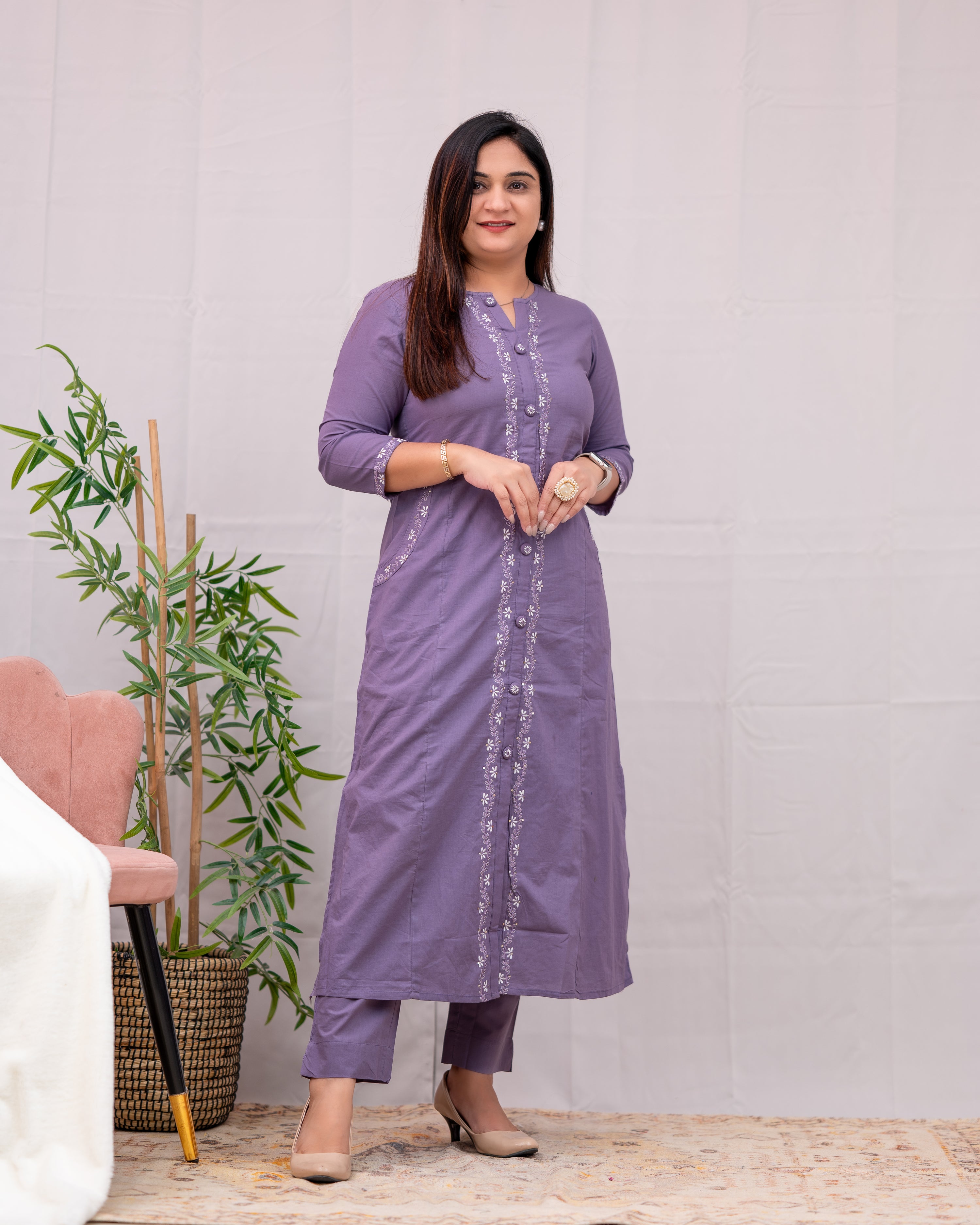 Giara Embroidered Cotton pant Set