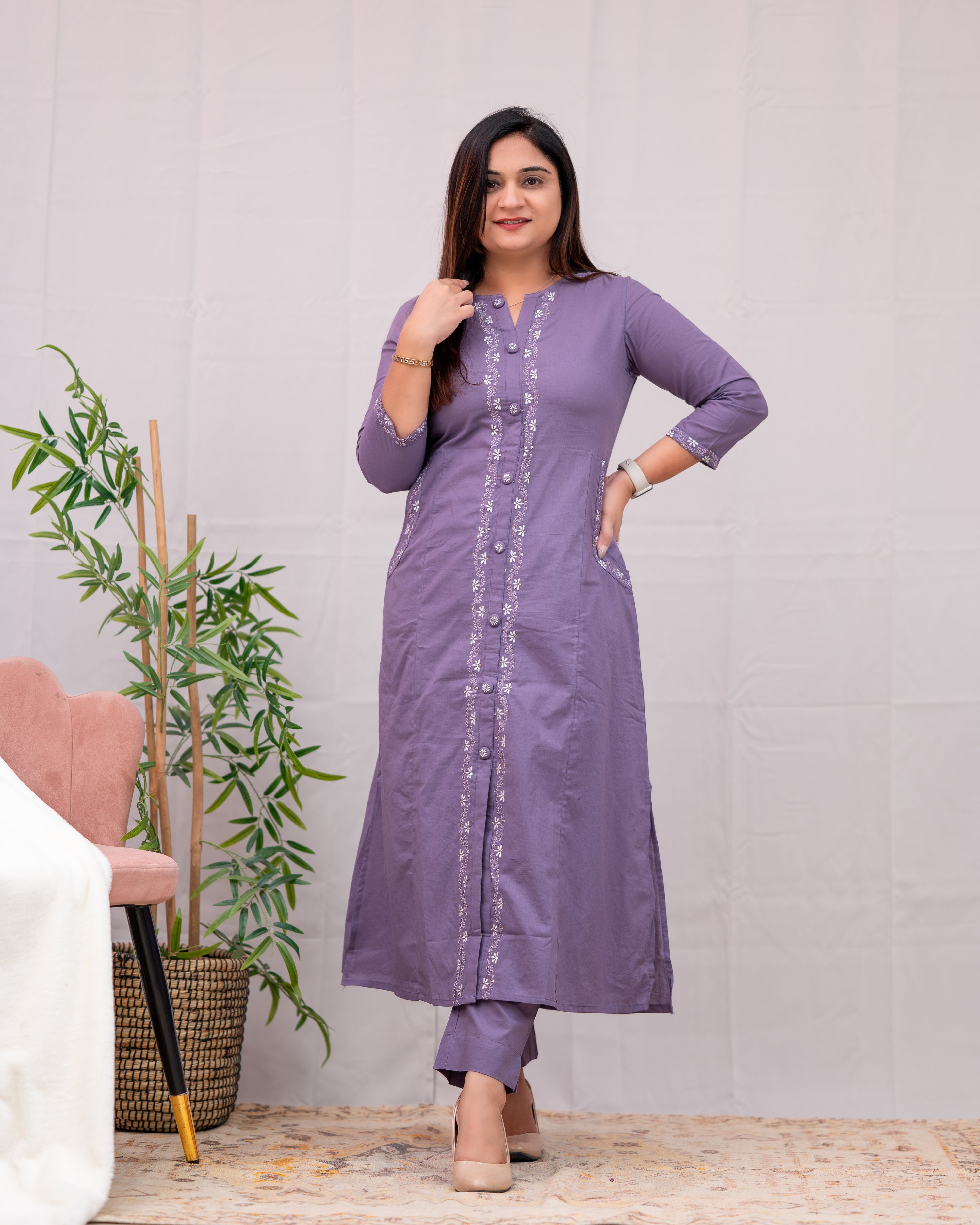 Giara Embroidered Cotton pant Set