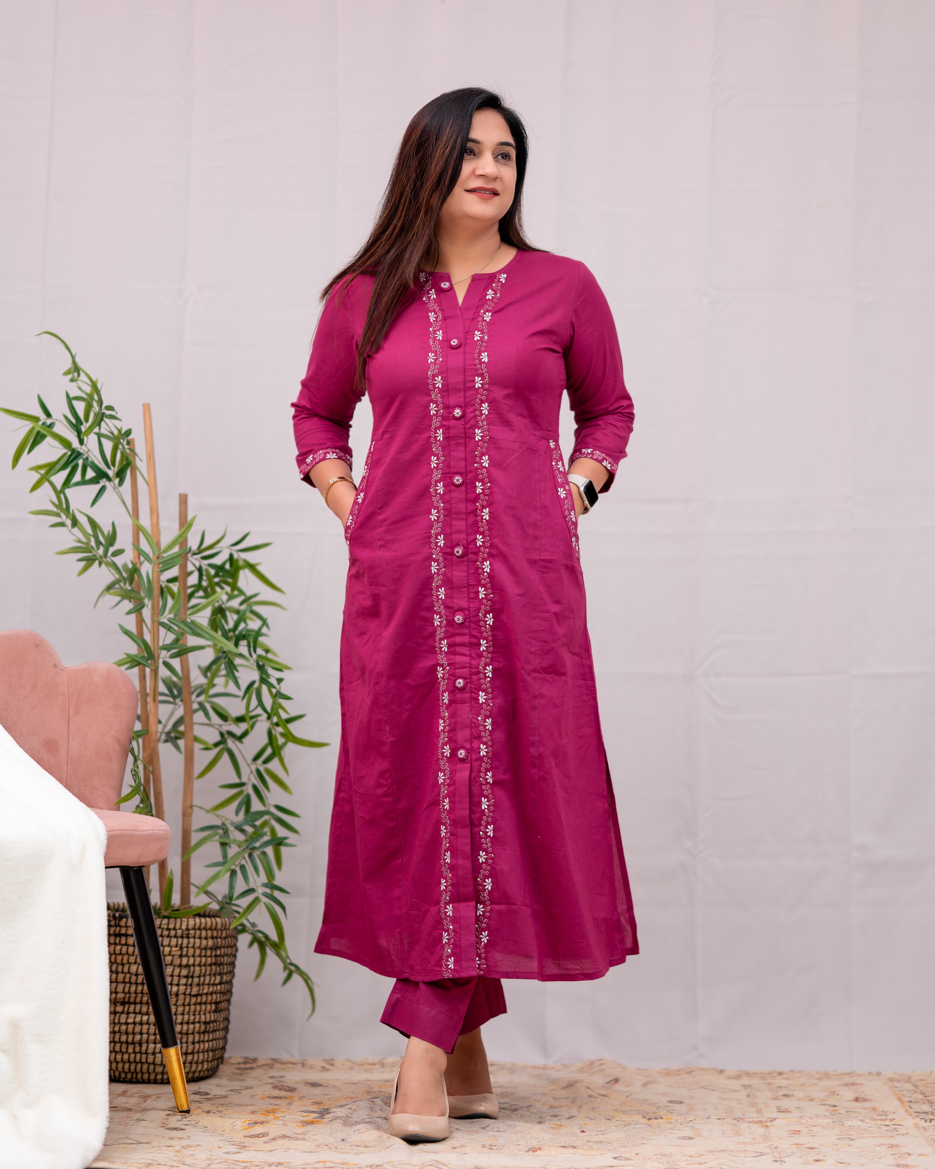 Giara Embroidered Cotton pant Set