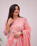 Lisha cotton handblock print Dupatta Set