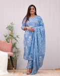 Lisha cotton handblock print Dupatta Set