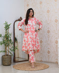 Cotton Black Floral Casual A-line Kurta Set