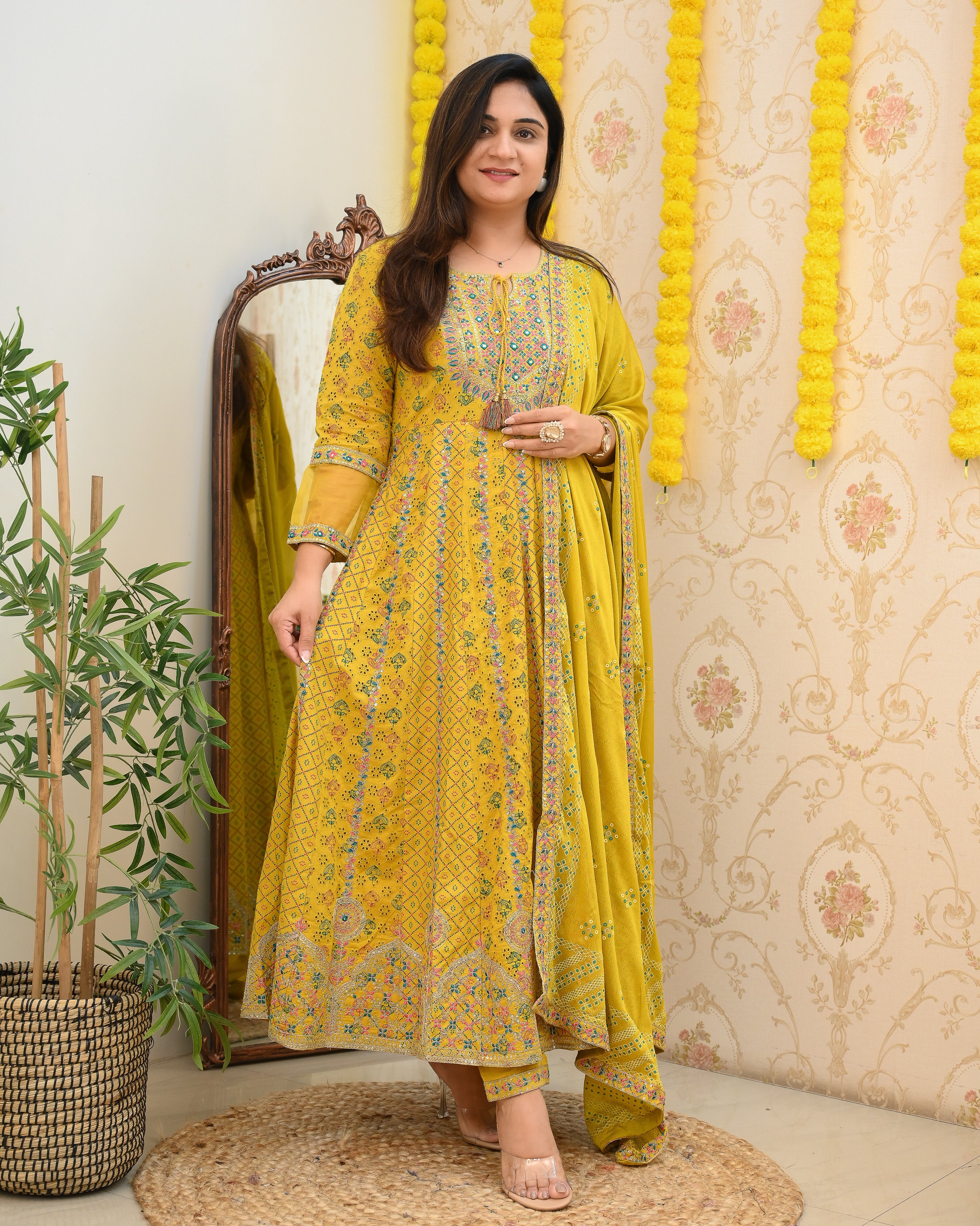 Cotton Heavy Embroidered Festive Anarkali Set