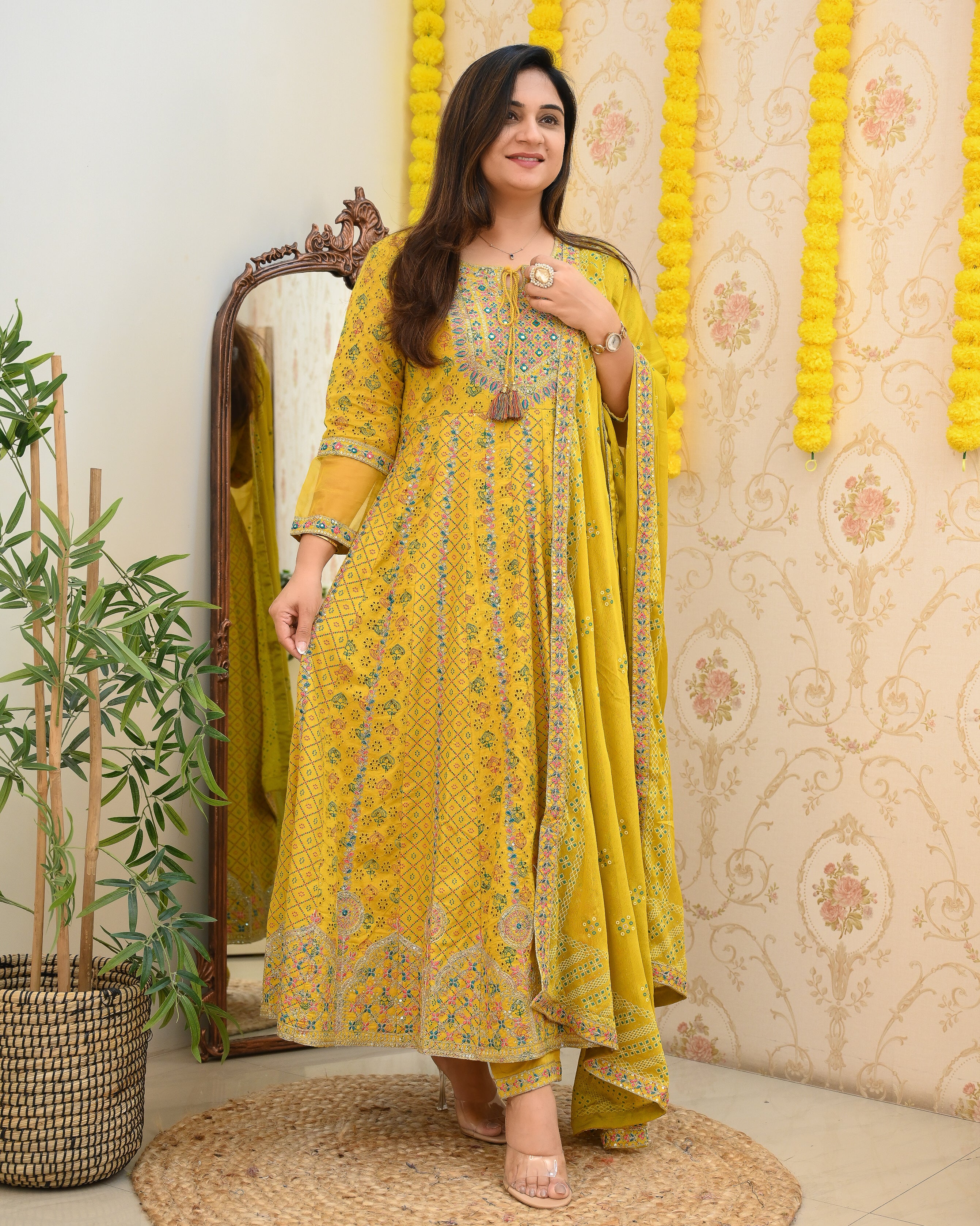 Cotton Heavy Embroidered Festive Anarkali Set