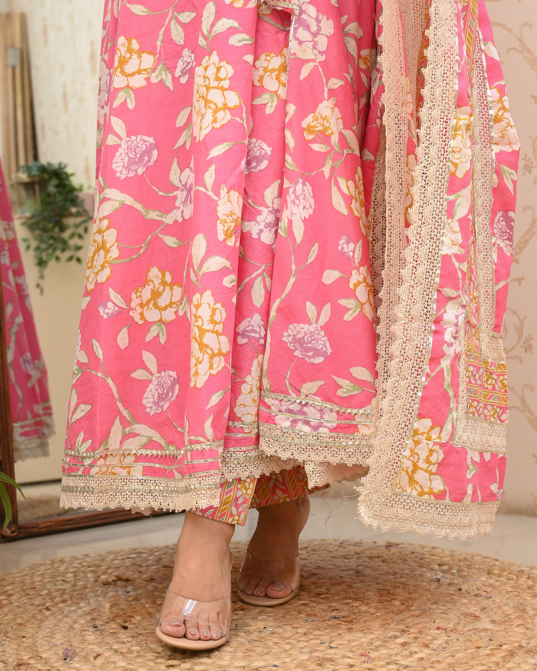 Floral Angrakha HandEmbroidered Anarkali Set