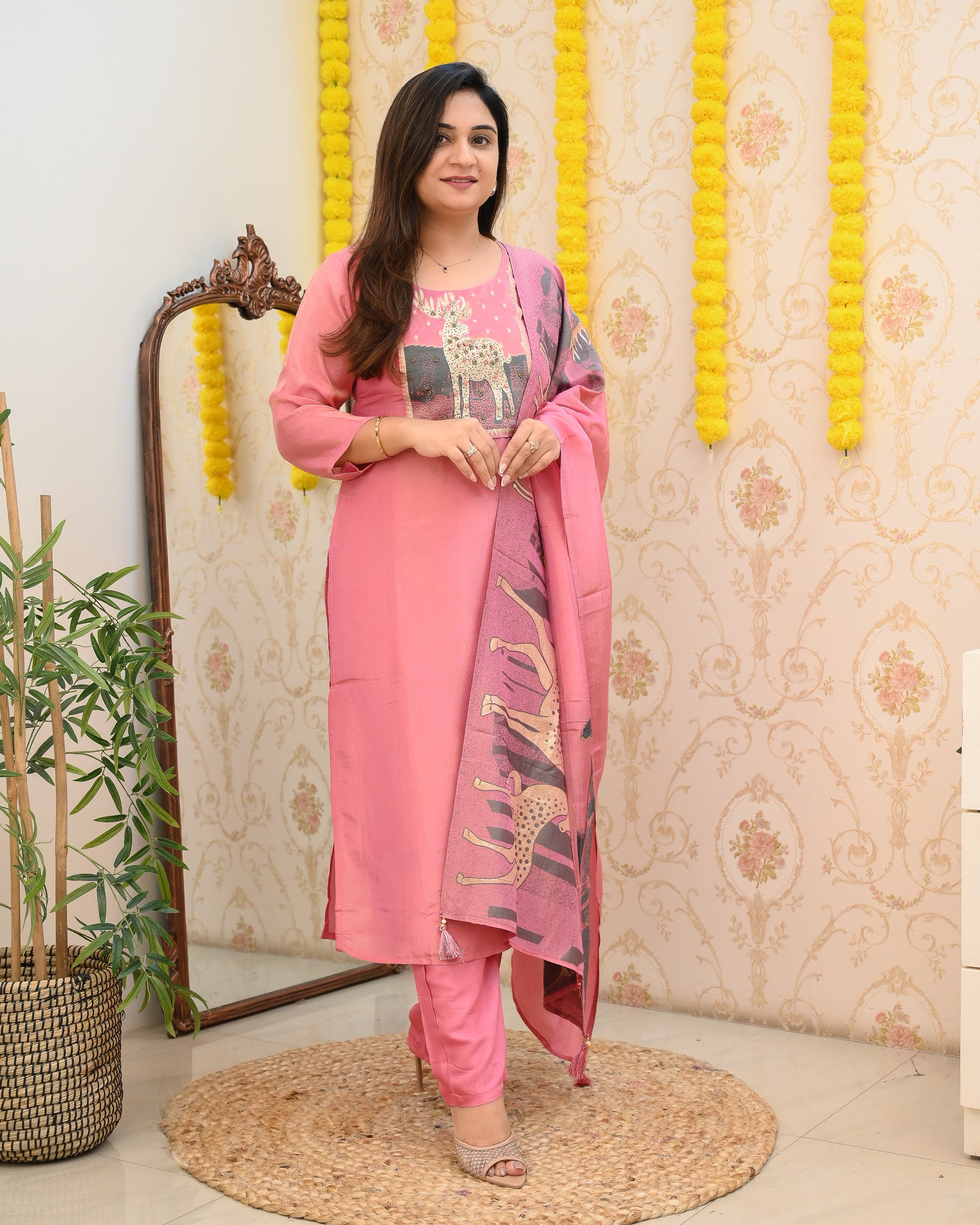 Varya Tissue Shimmer Embroidered Pant set