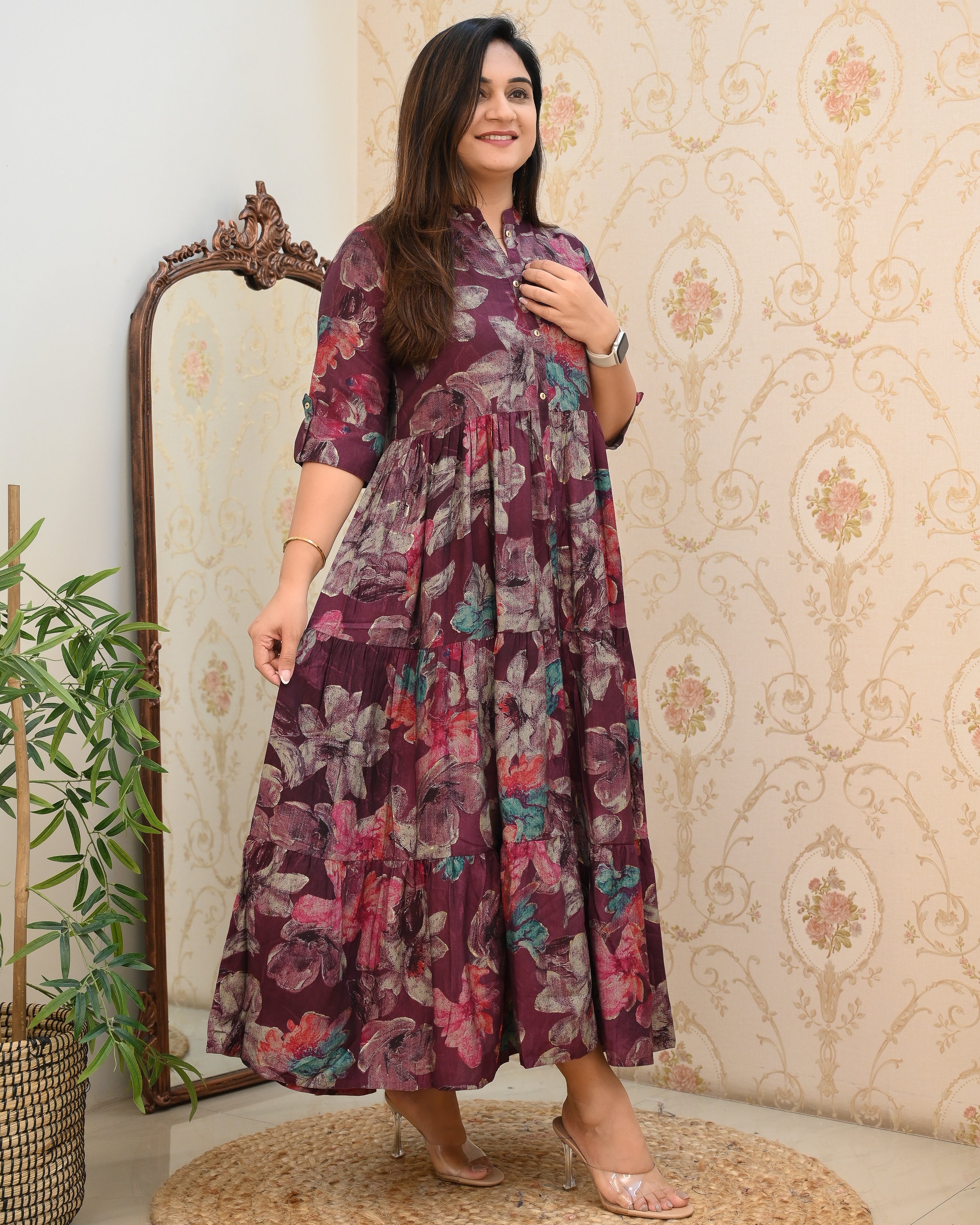 Ilivia Muslin Casual Floral Long Dress