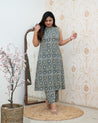 Grey Printed Casual A-line Coord Set - The Jaipur Studio