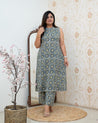 Grey Printed Casual A-line Coord Set - The Jaipur Studio