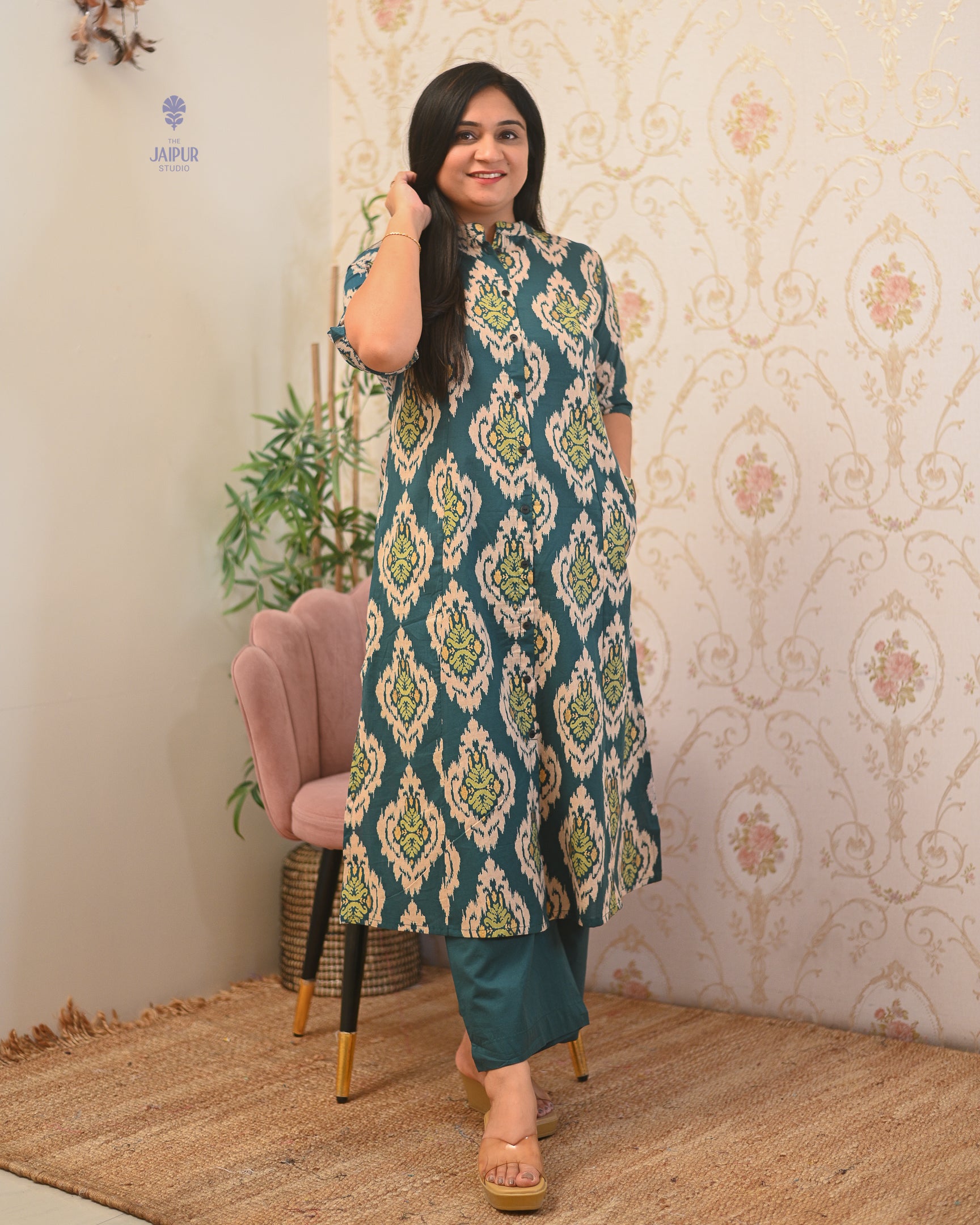 Lasya Ikkat A-line Cotton Coord set - The Jaipur Studio