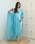 Aadhavi Blue Casual Cotton Pant Set
