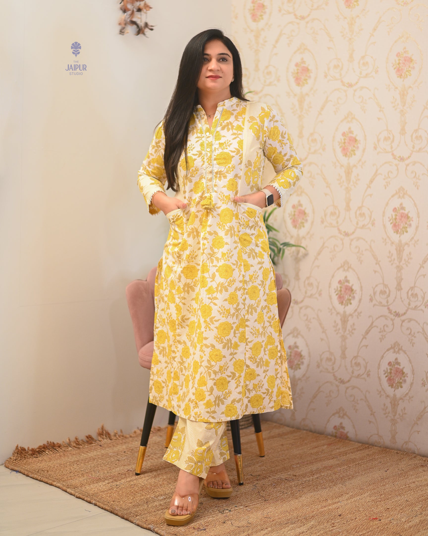 Soma Cotton Floral Straight Kurta Set