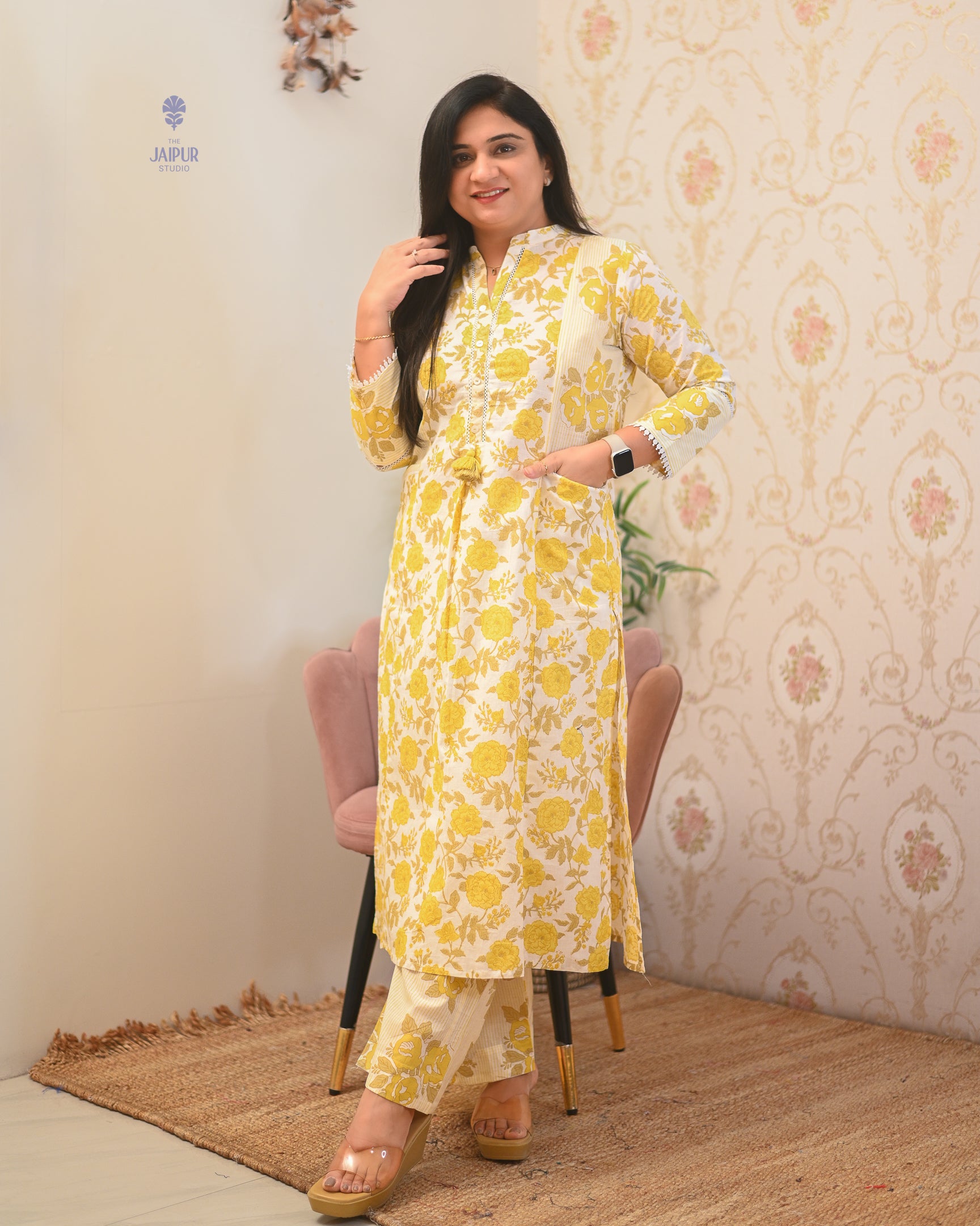 Soma Cotton Floral Straight Kurta Set