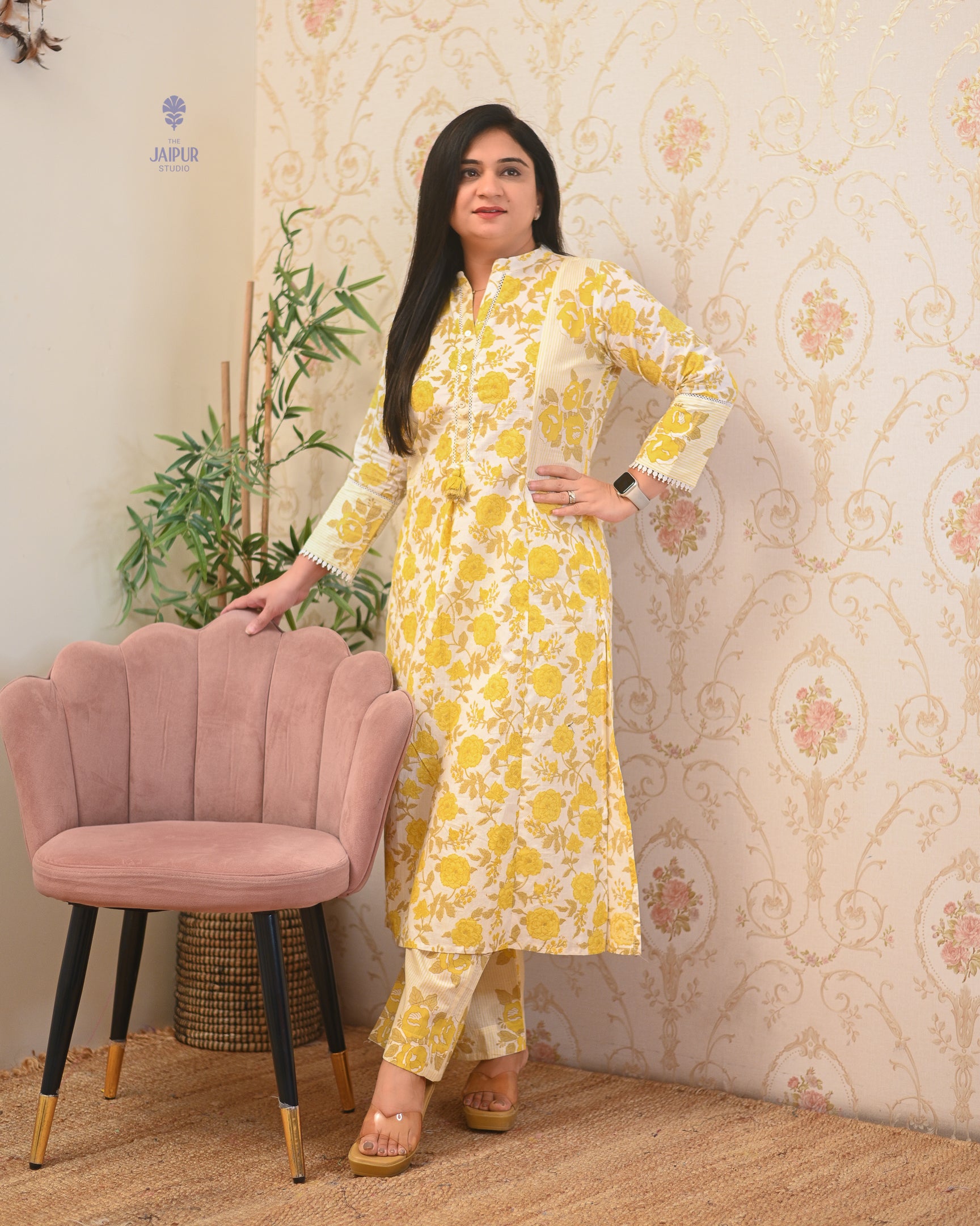 Soma Cotton Floral Straight Kurta Set
