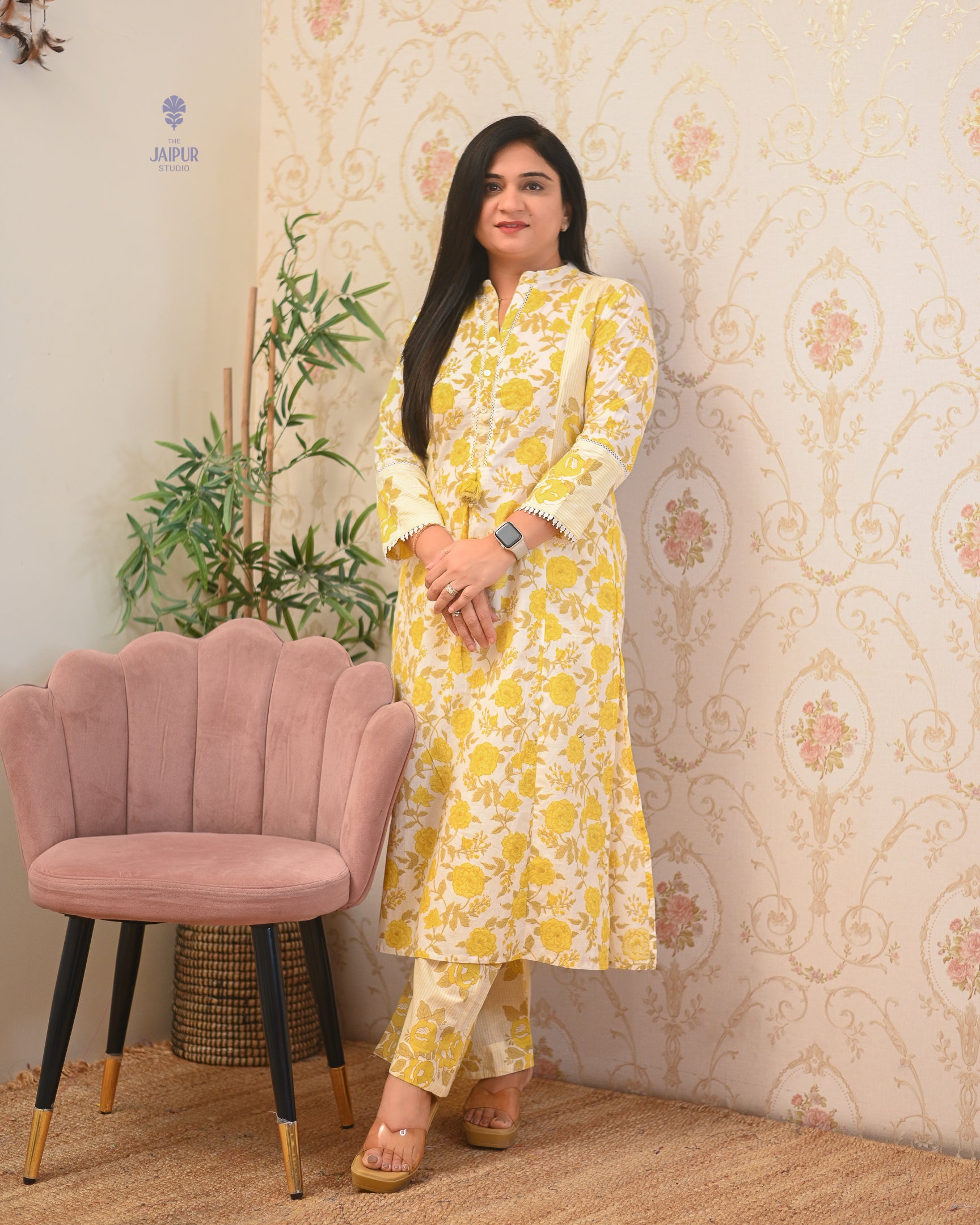 Soma Cotton Floral Straight Kurta Set