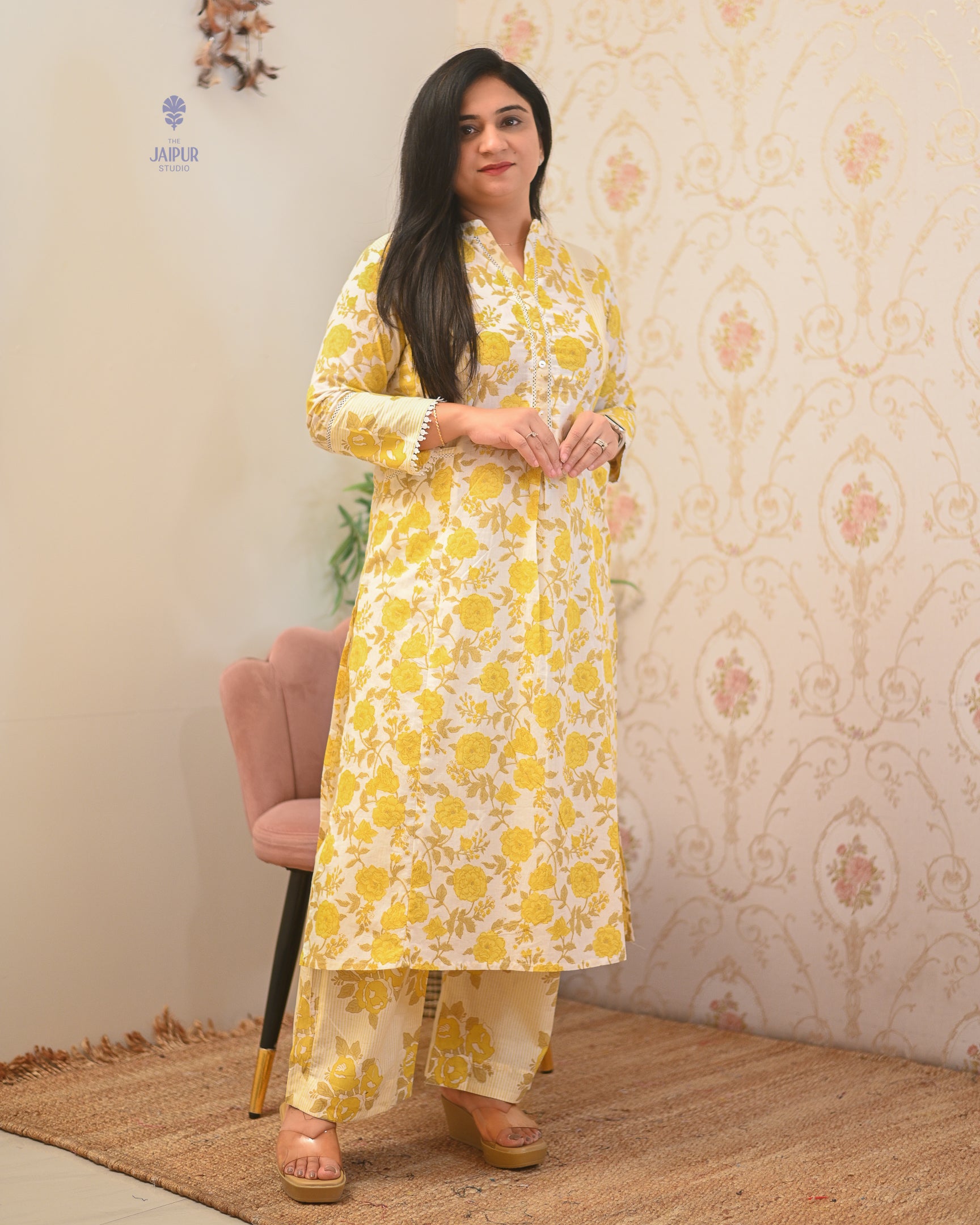 Soma Cotton Floral Straight Kurta Set