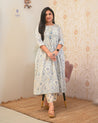 Aamina Cotton Ikkat Flaired Coord set - The Jaipur Studio