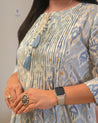 Aamina Cotton Ikkat Flaired Coord set - The Jaipur Studio
