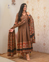 Neerja Cotton Ajrakh Embroidered Anarkali Set - The Jaipur Studio