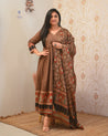 Neerja Cotton Ajrakh Embroidered Anarkali Set - The Jaipur Studio