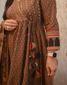 Neerja Cotton Ajrakh Embroidered Anarkali Set - The Jaipur Studio