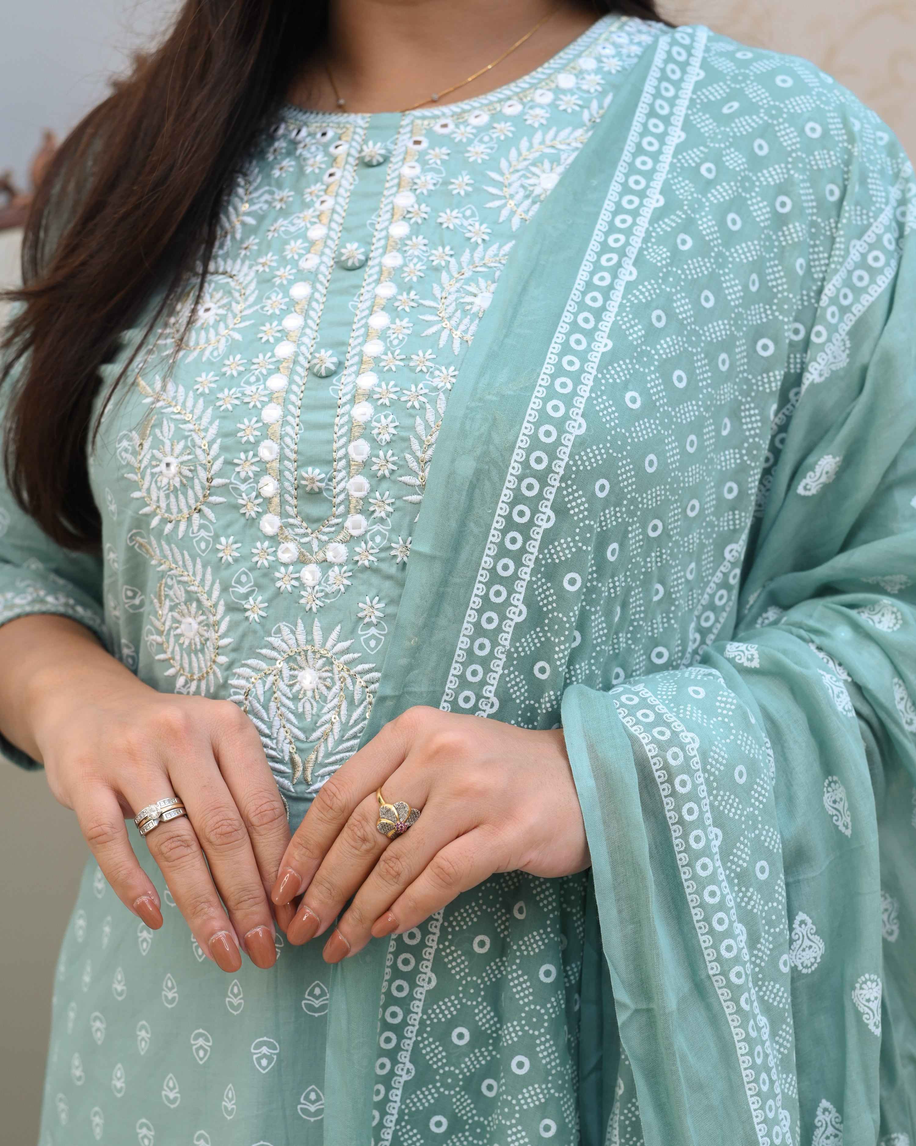 Meher Cotton Embroidered Pant Suit