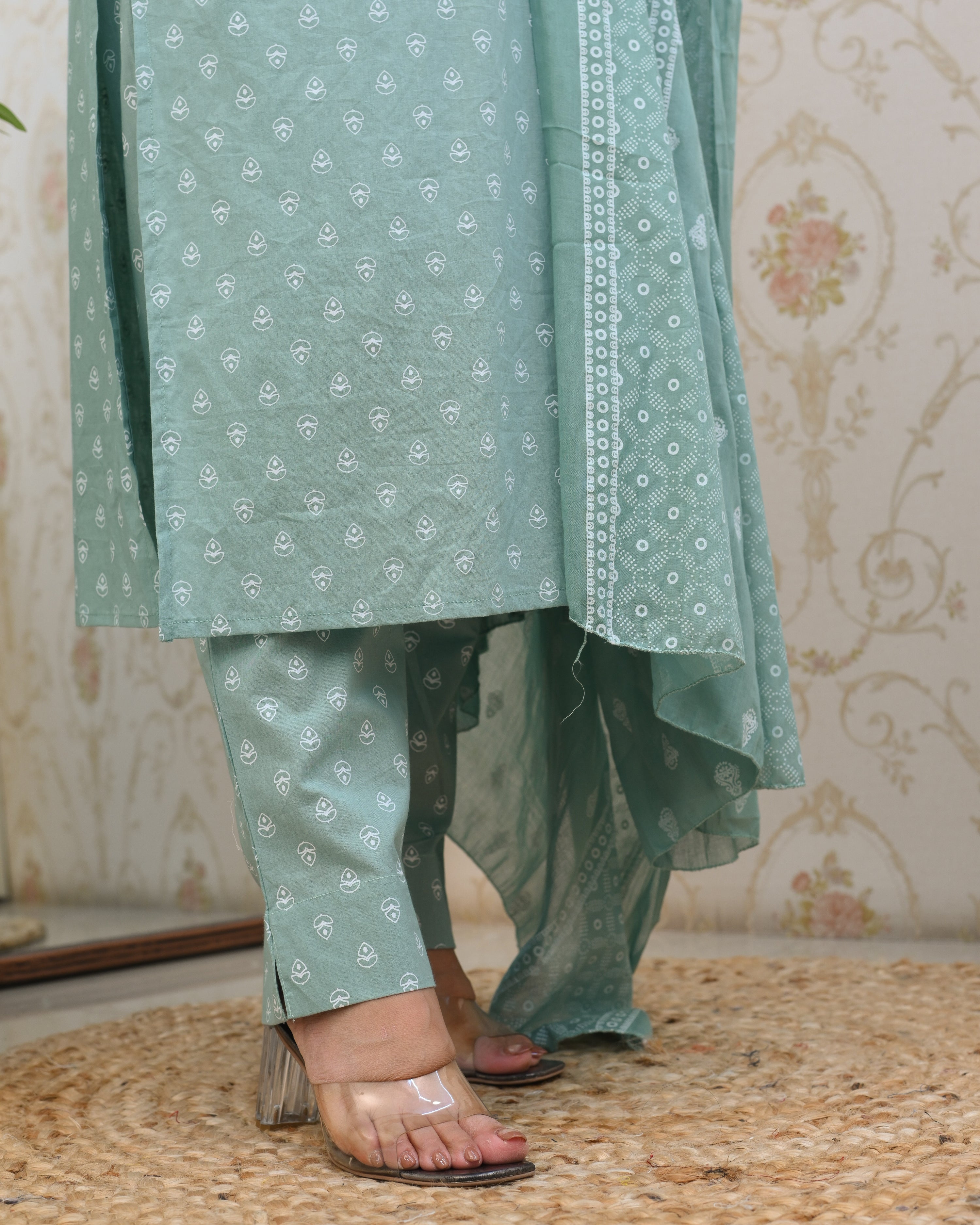 Meher Cotton Embroidered Pant Suit